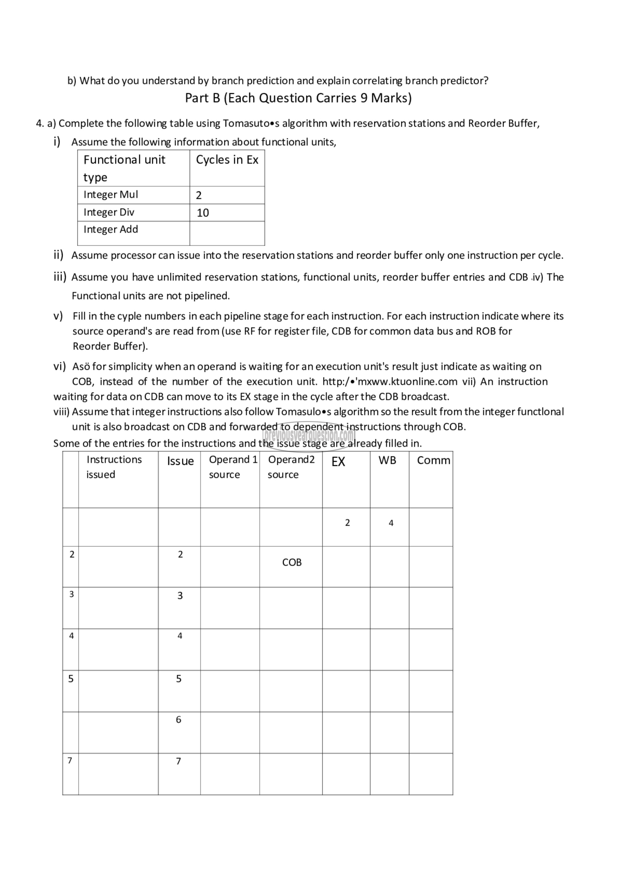 Question Paper - Parallel Computer Architecture-2