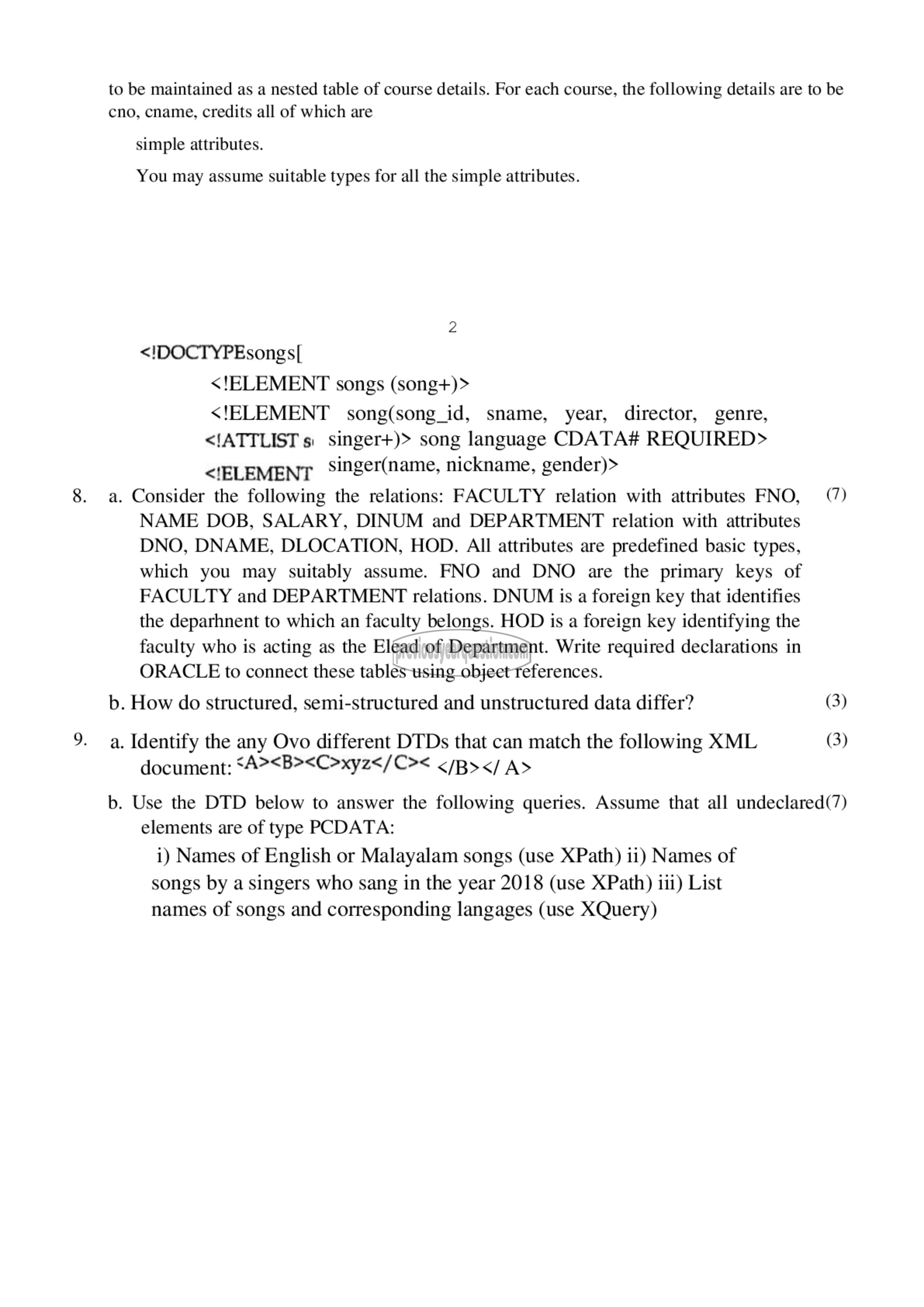 Question Paper - Topics in Database Technology-3