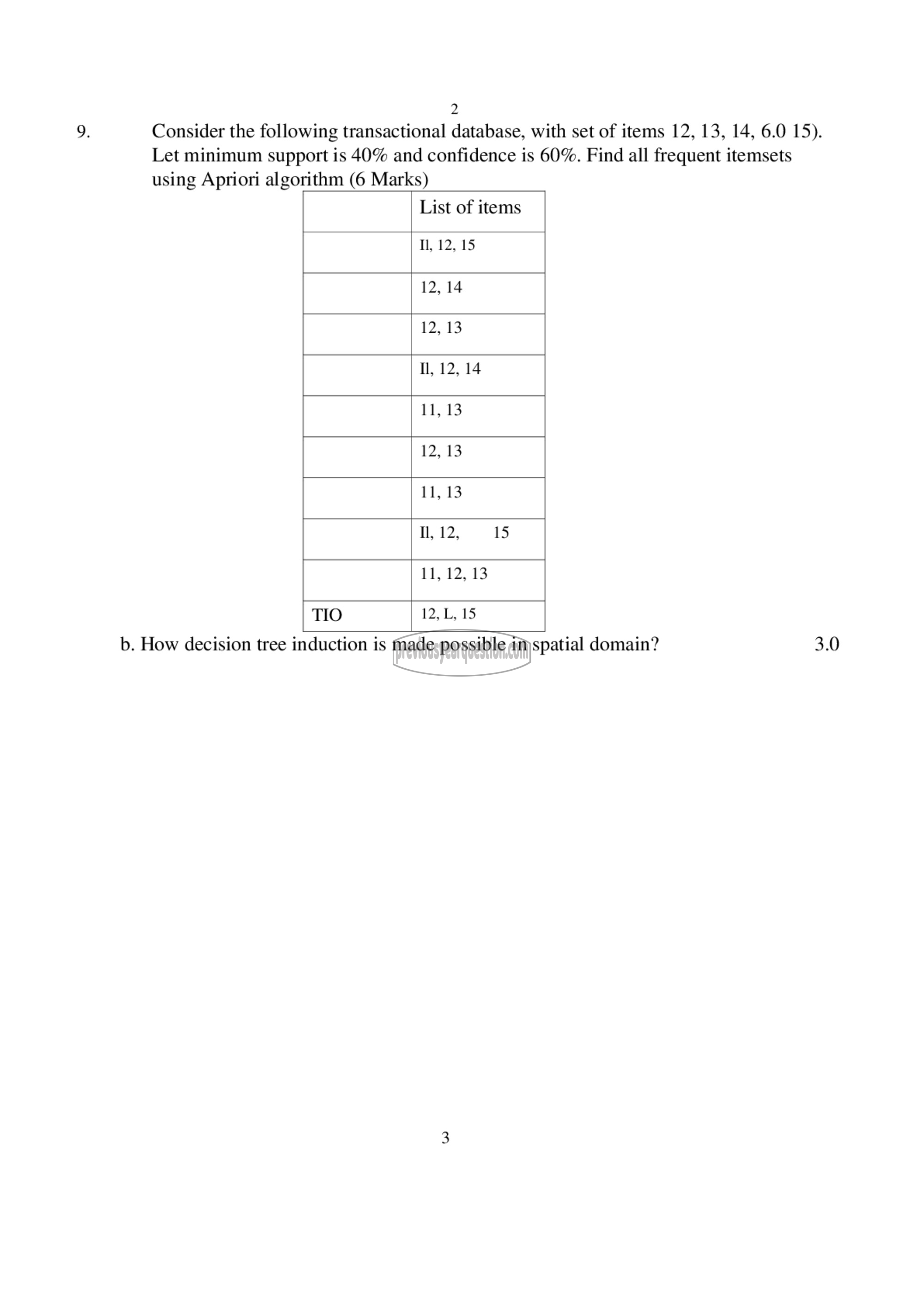 Question Paper - Data Warehousing & Mining-3