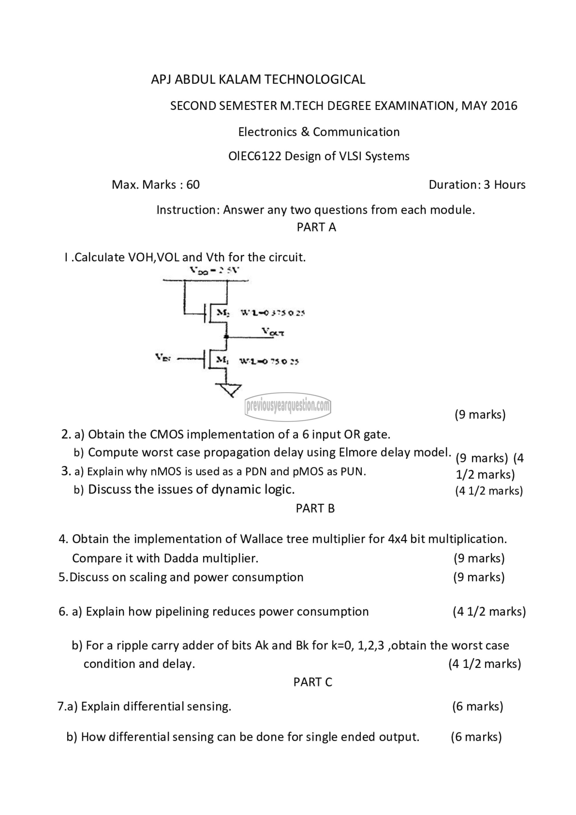 Question Paper - Design of VLSI Systems-1