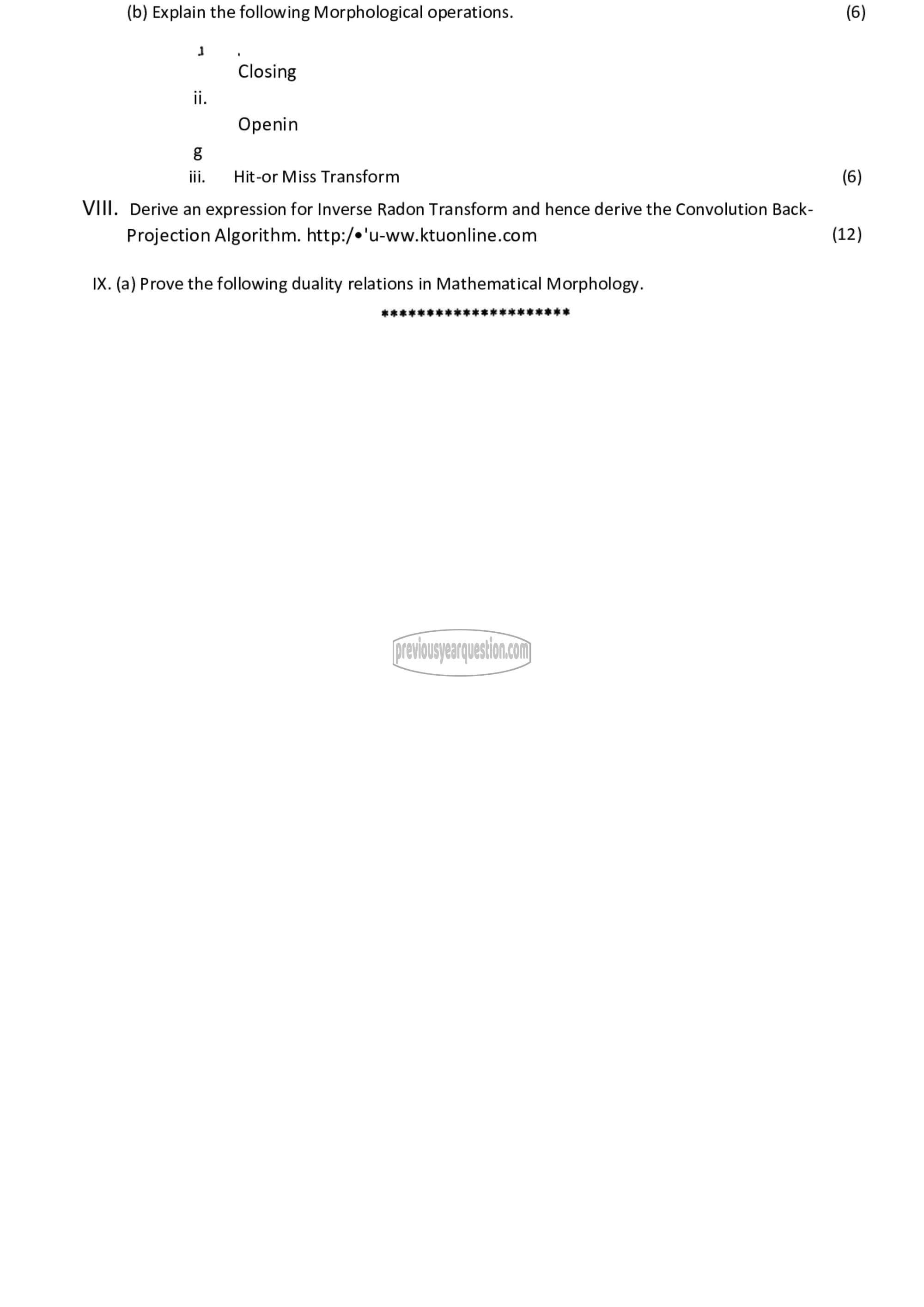 Question Paper - Digital Image Processing-2