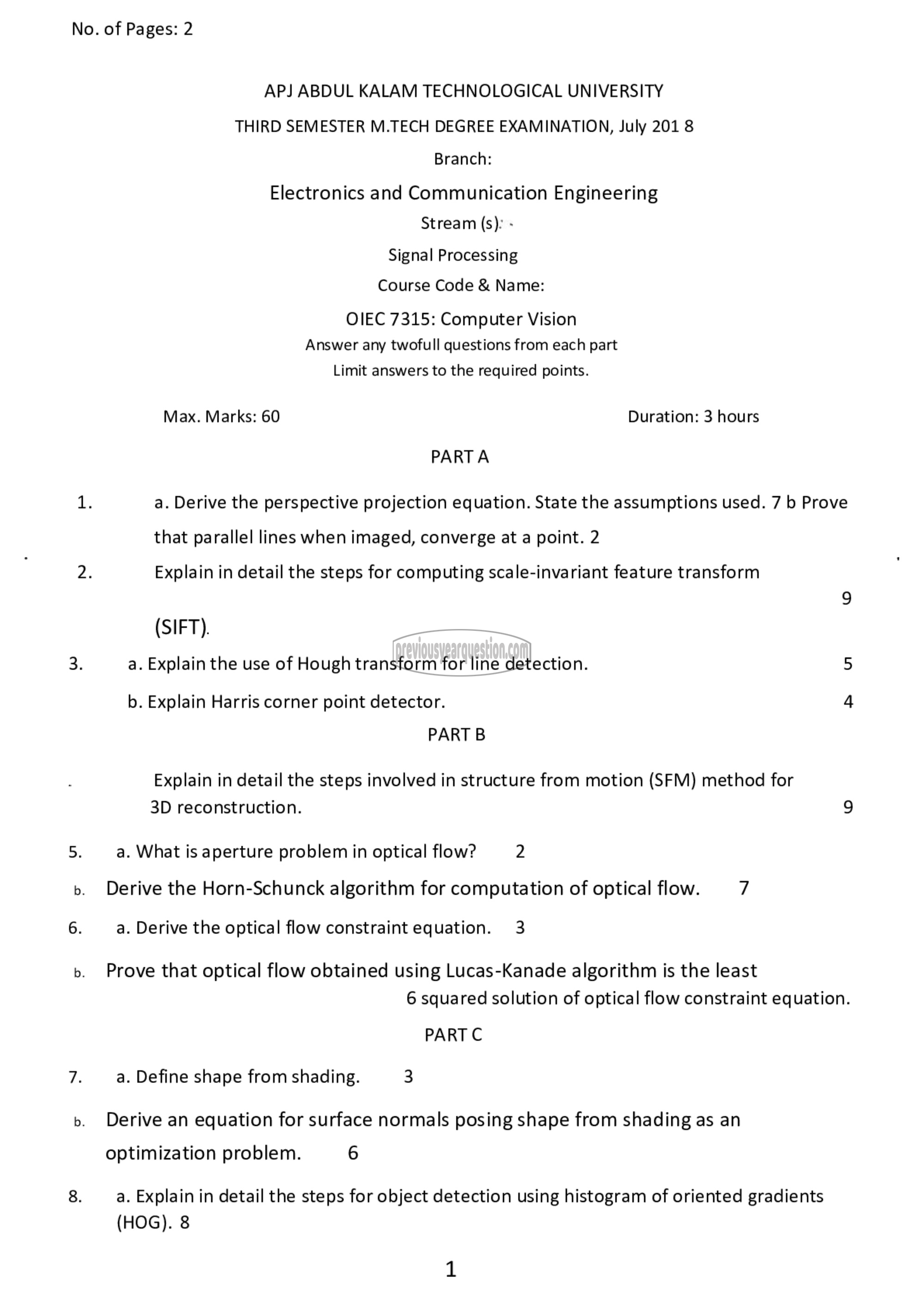 Question Paper - Computer Vision-1