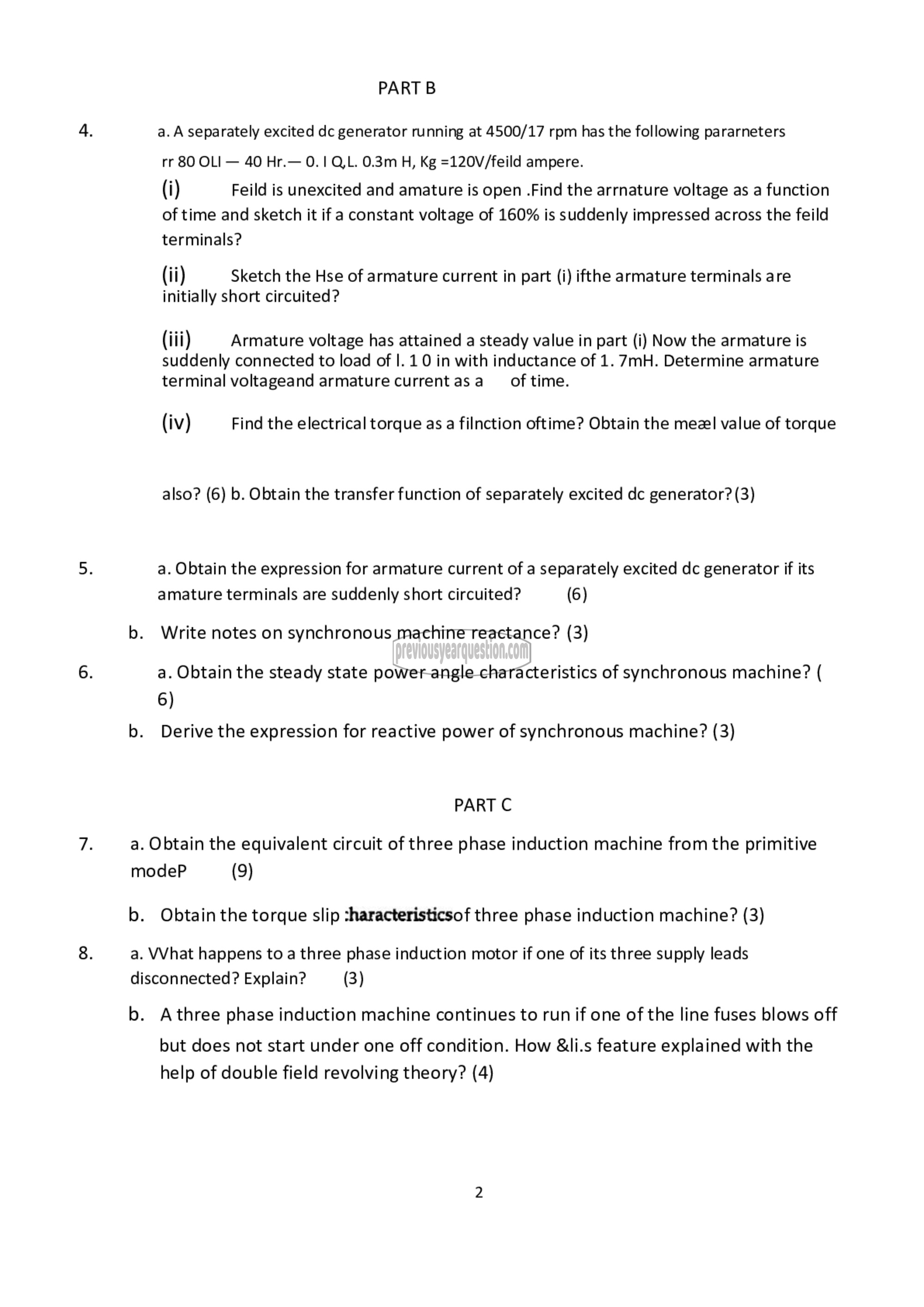 Question Paper - Modelling of Electrical Machines-2