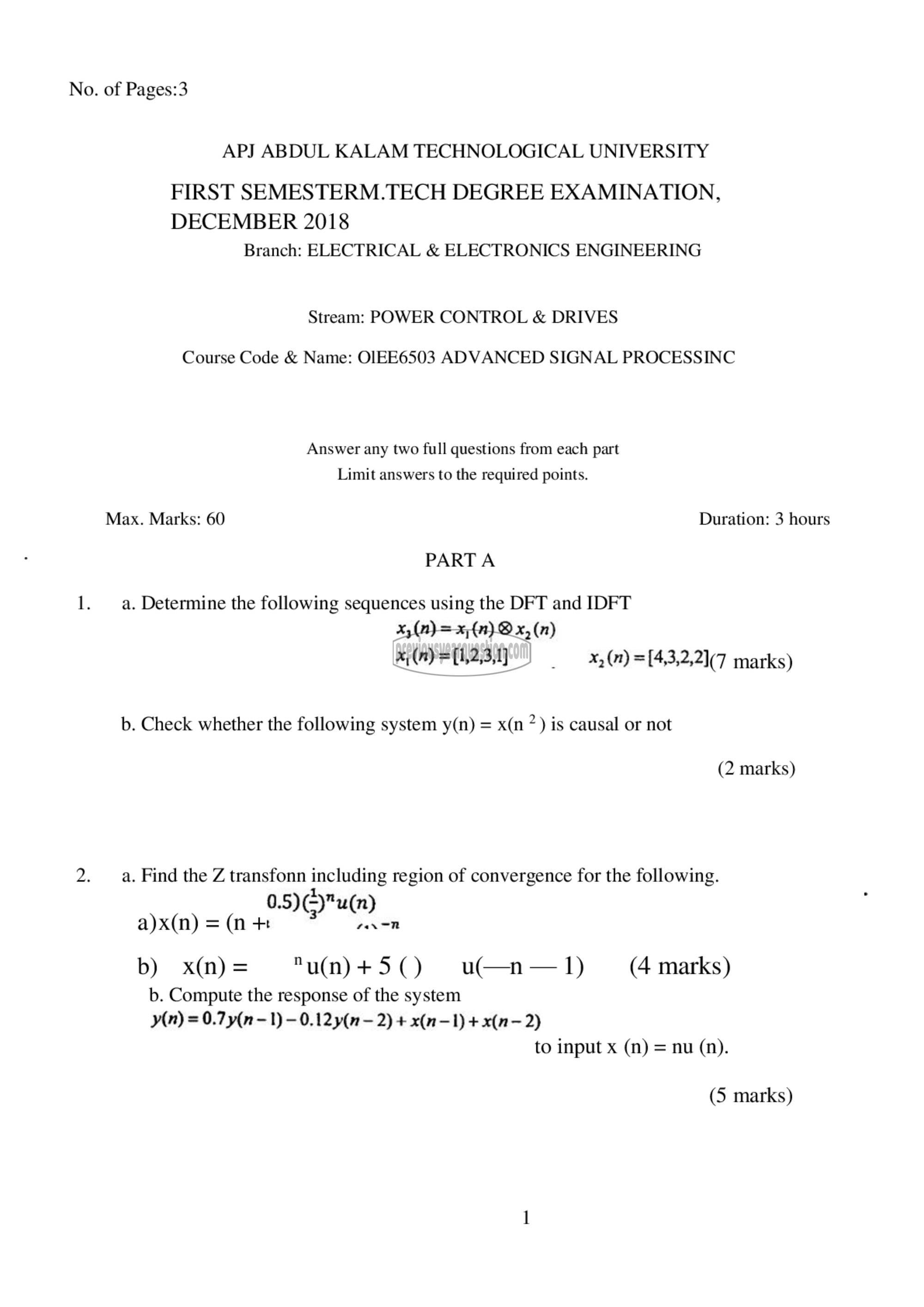 Question Paper - Advanced Signal Processing-1