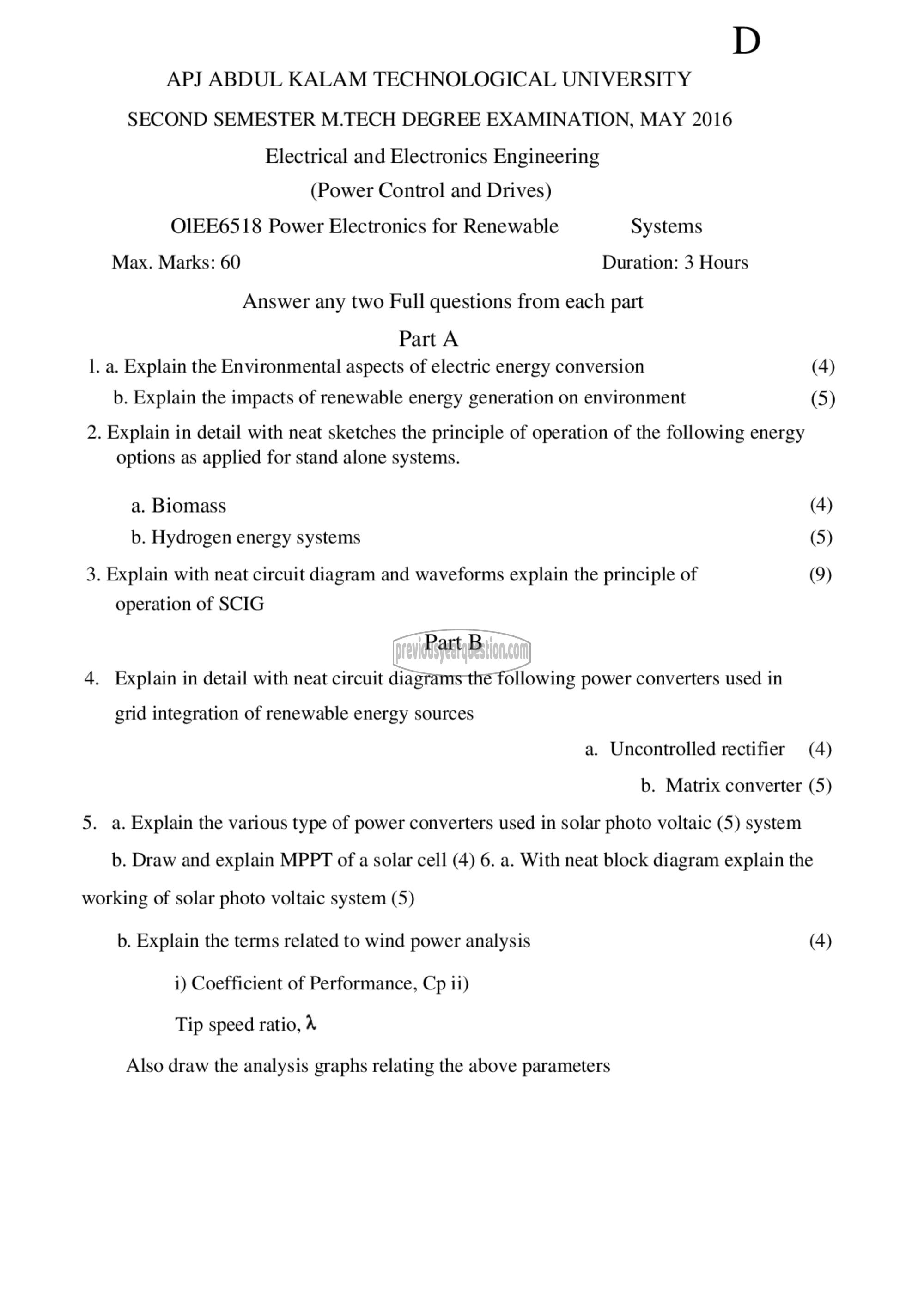Question Paper - Power Electronics for Renewable Energy Systems-1