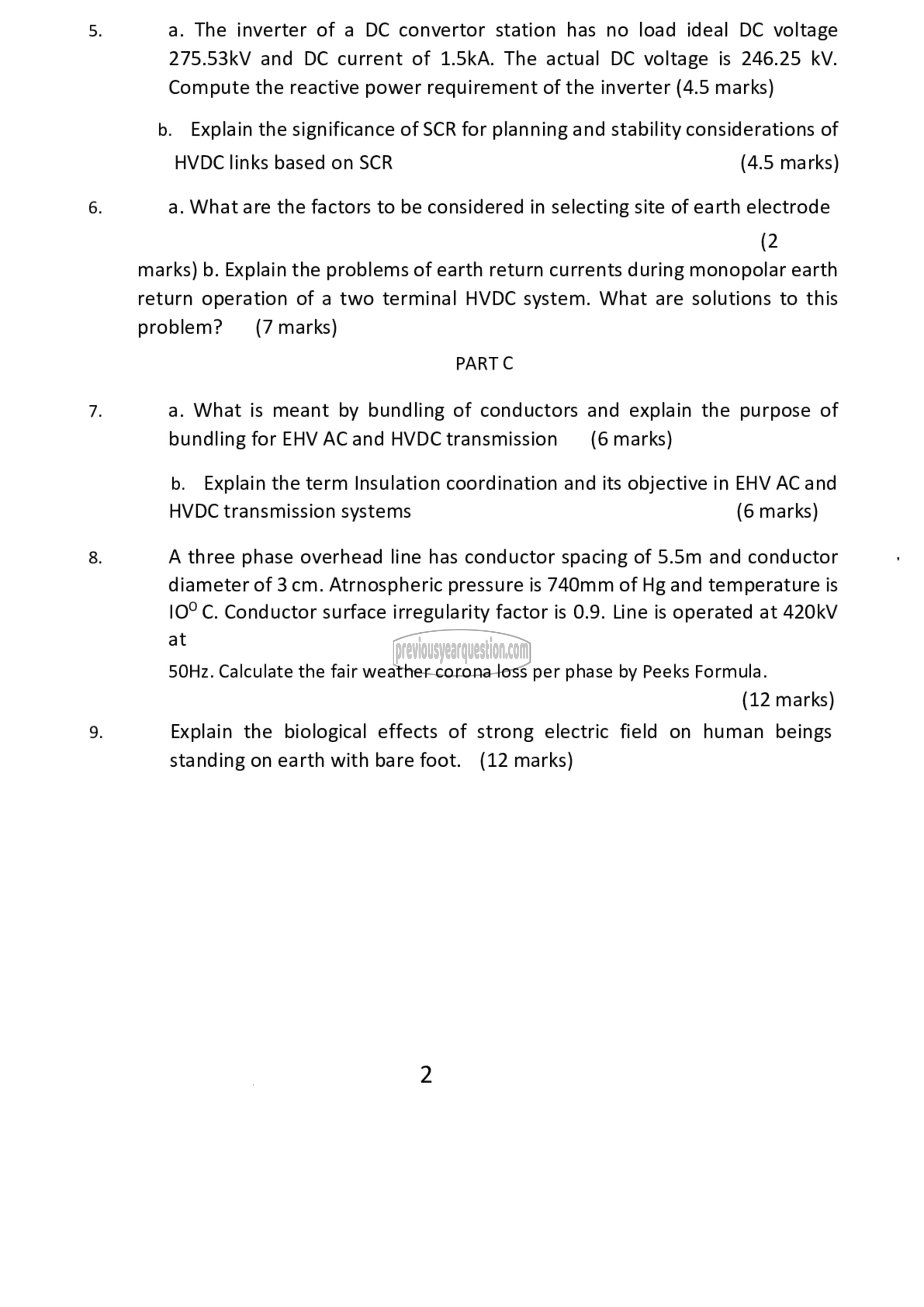 Question Paper - EHVAC and DC Transmission-2