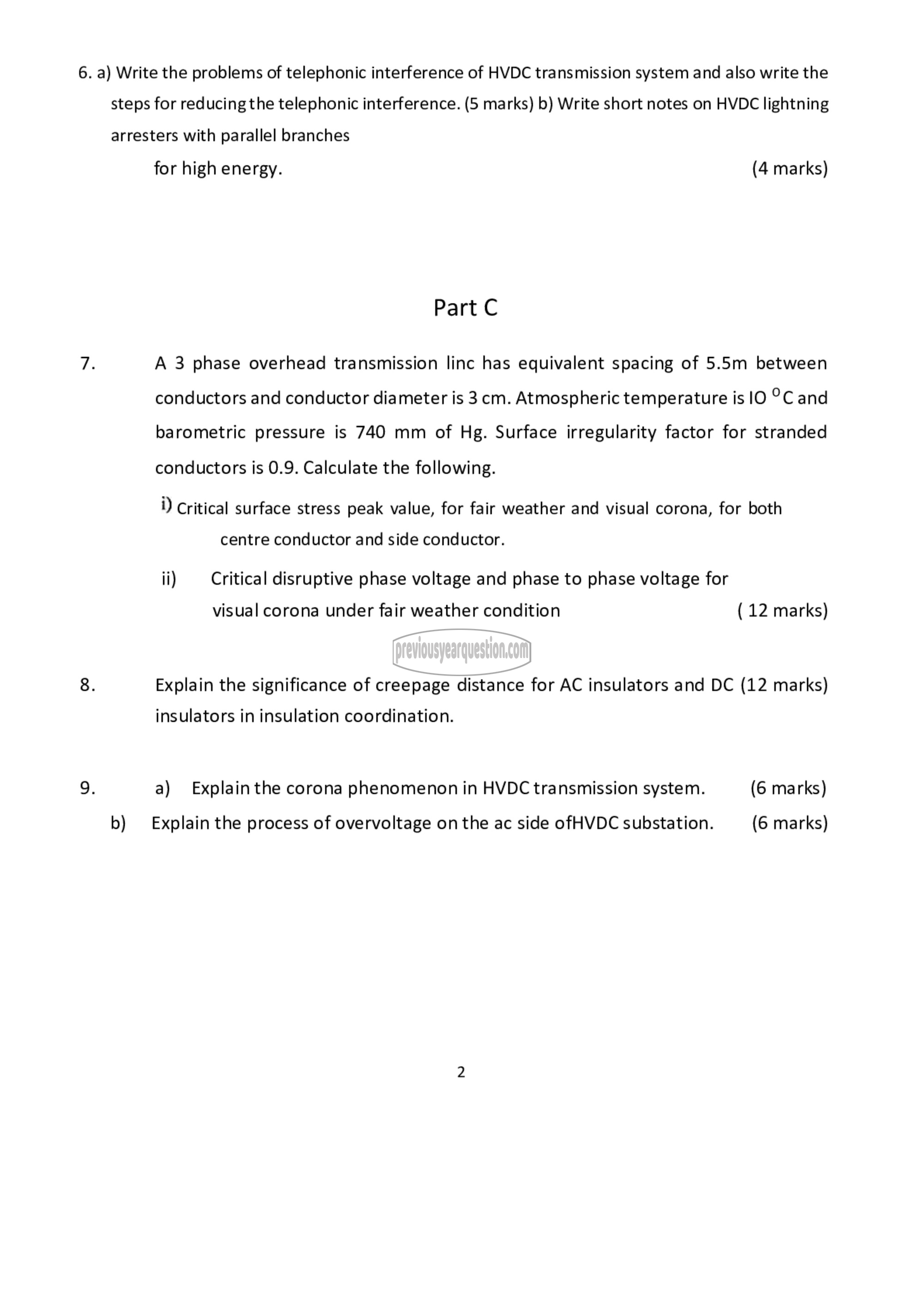 Question Paper - EHVAC and DC Transmission-2