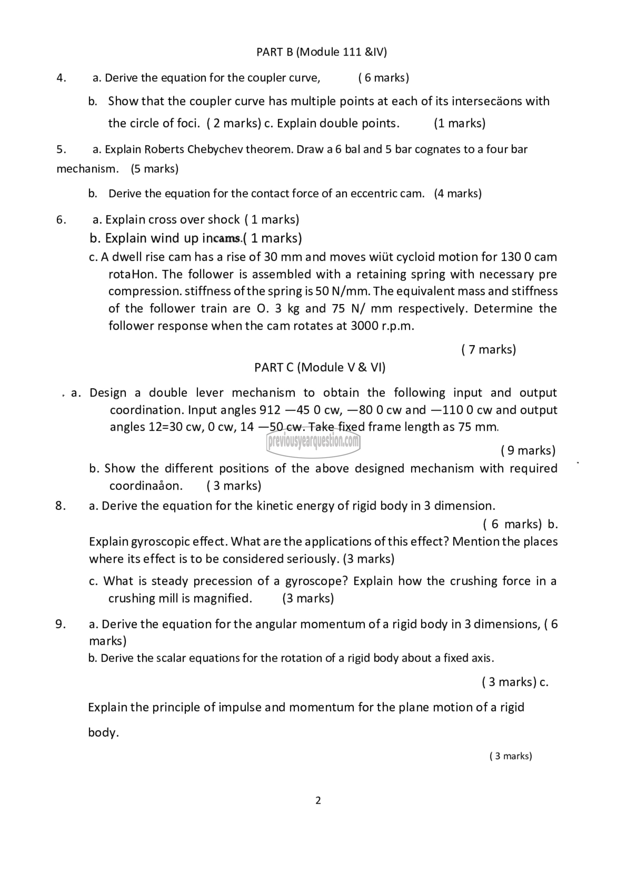 Question Paper - Advanced Theory of Mechanisms-2