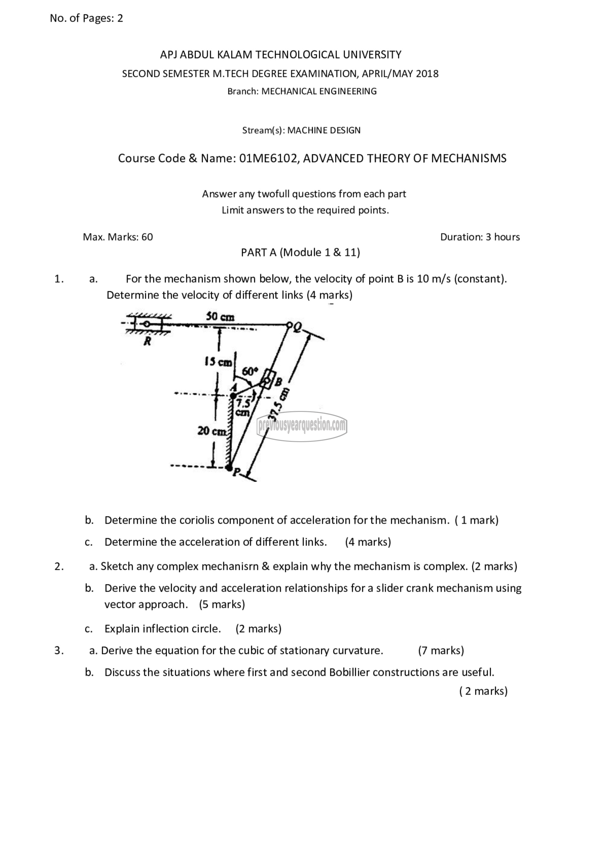 Question Paper - Advanced Theory of Mechanisms-1