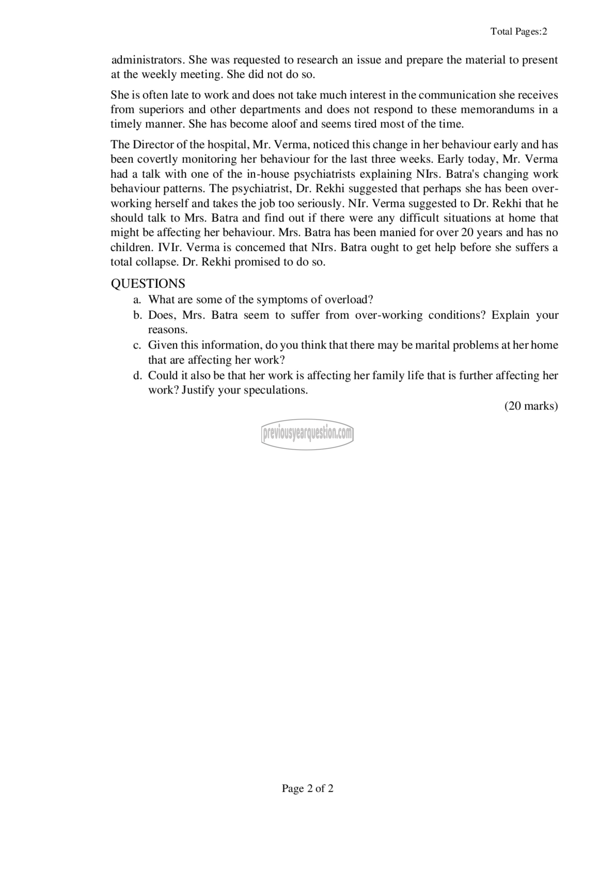 Question Paper - Organizational Behaviour II-2