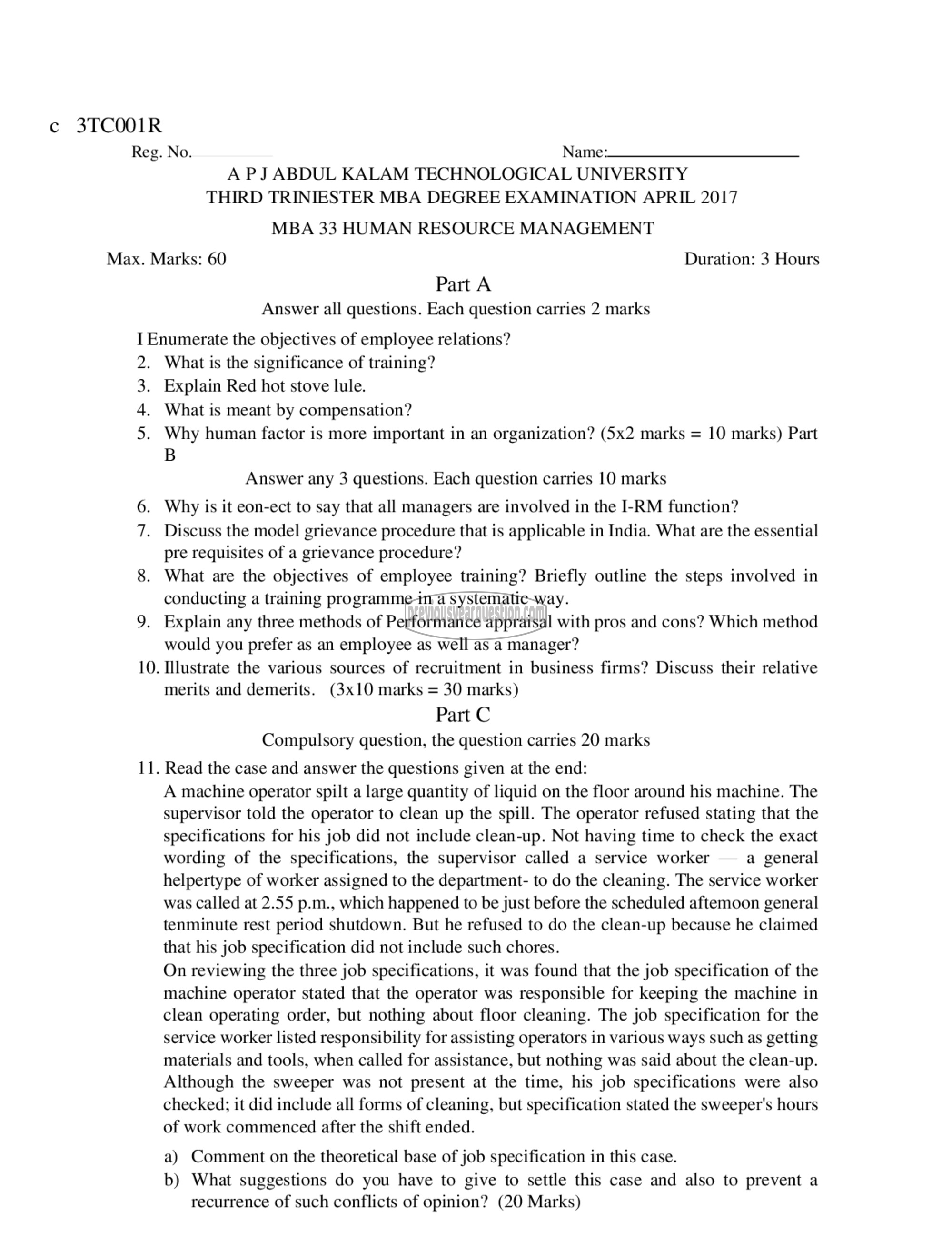 Question Paper - Human Resource Management-1