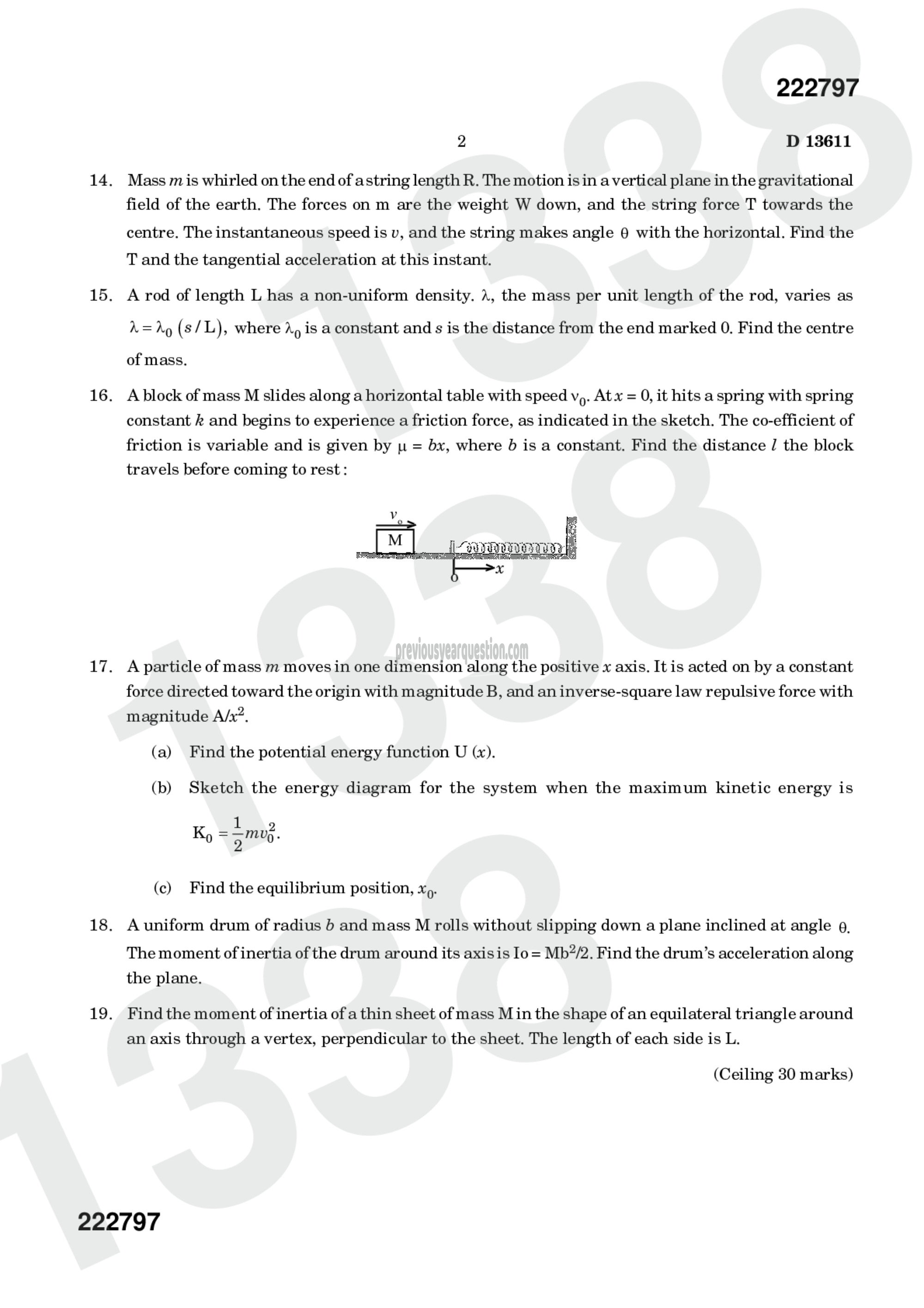 Question Paper - Mechanics I-2