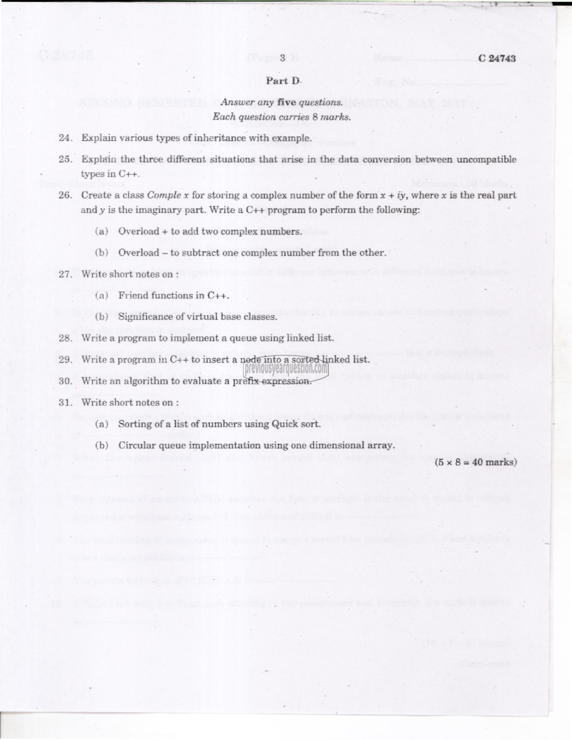 Question Paper - Problem Solving using C-3