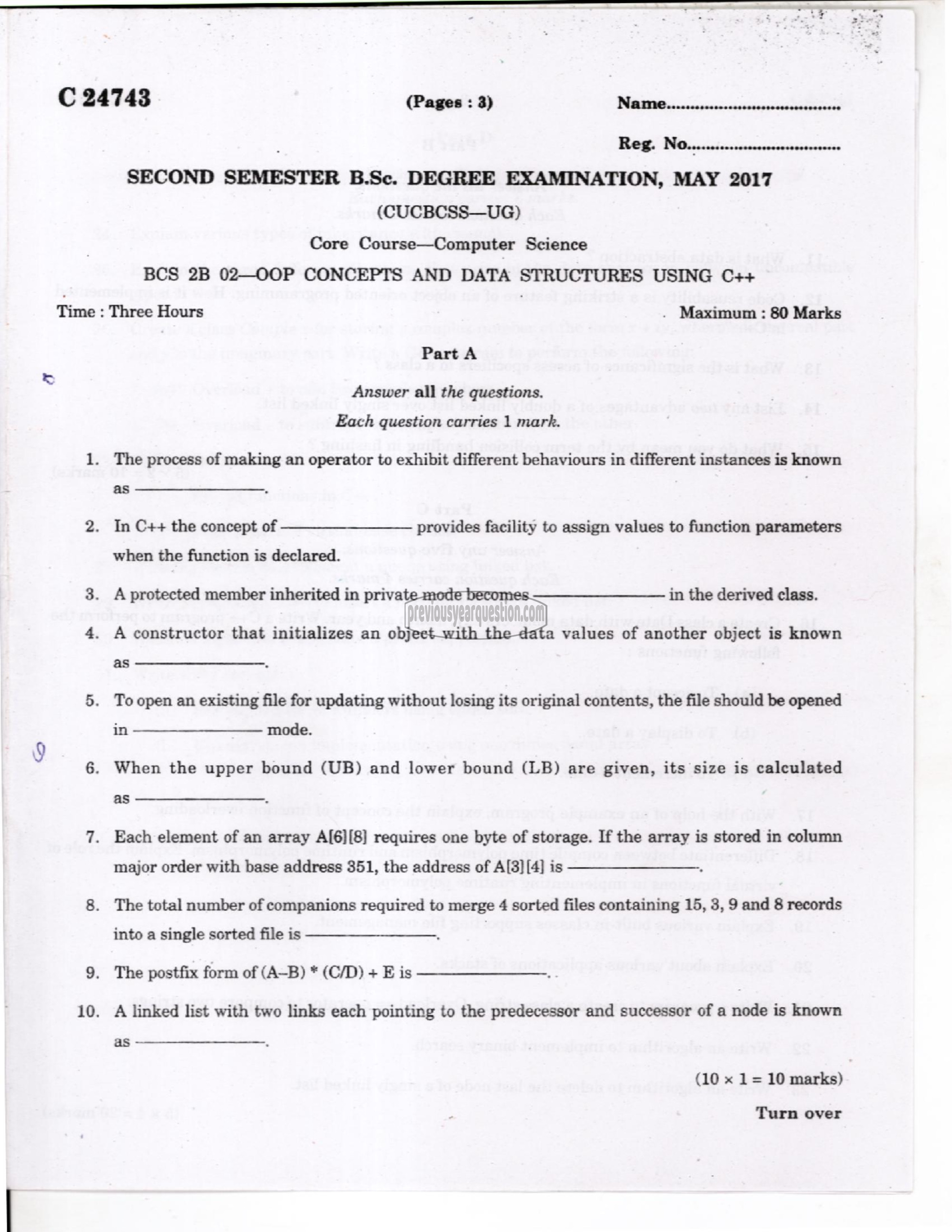 Question Paper - Problem Solving using C-1