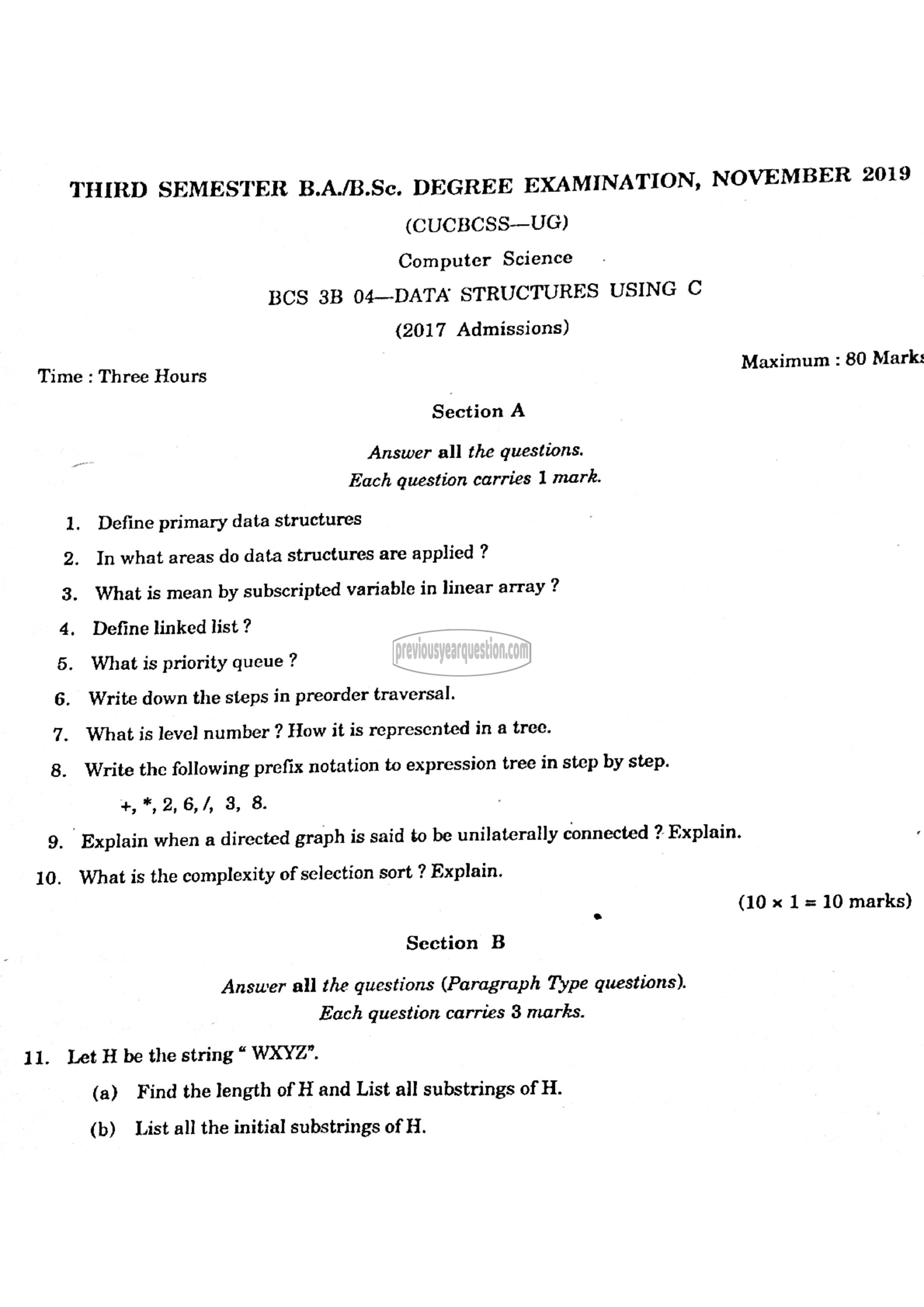 Question Paper - Data Structures using C-1
