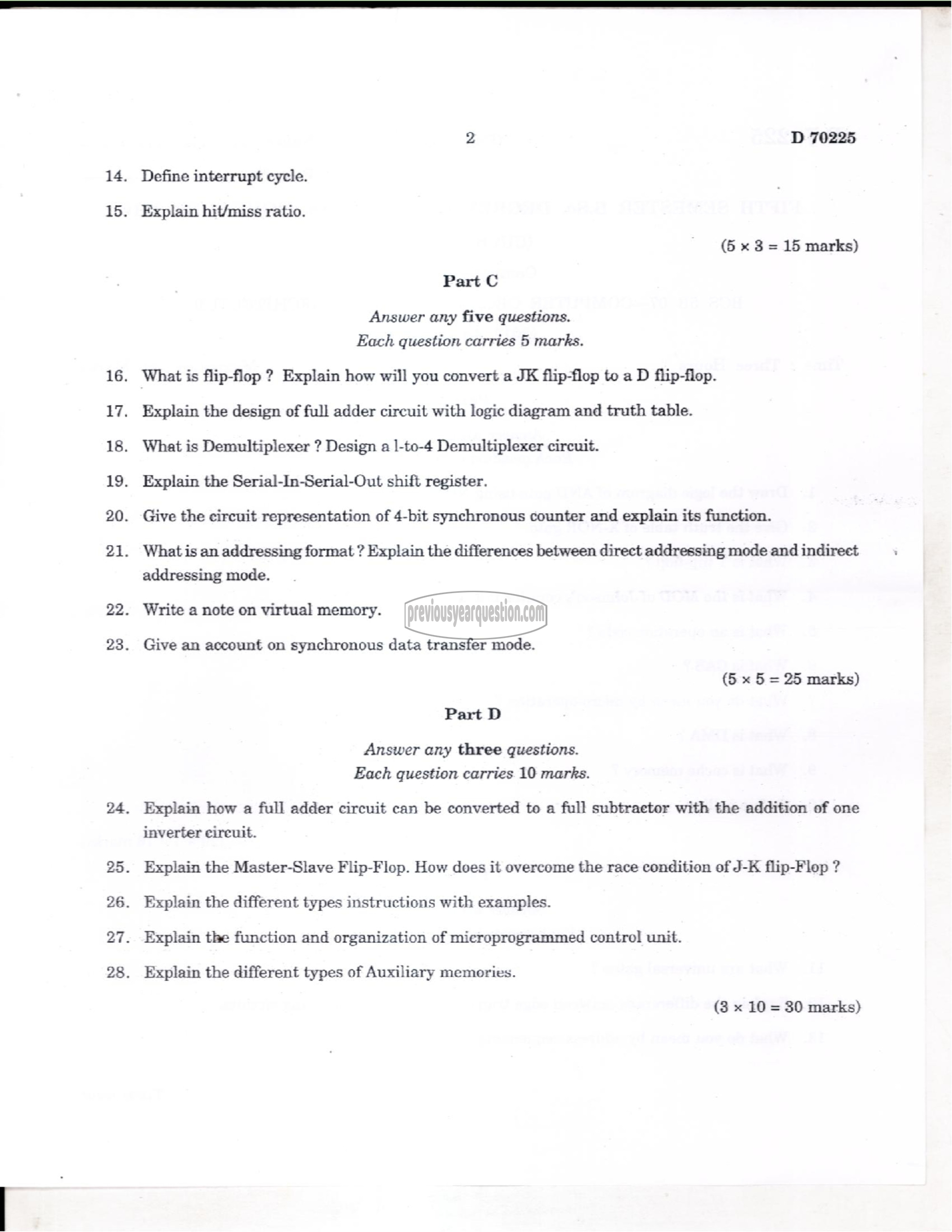 Question Paper - Computer Organization and Architecture-2