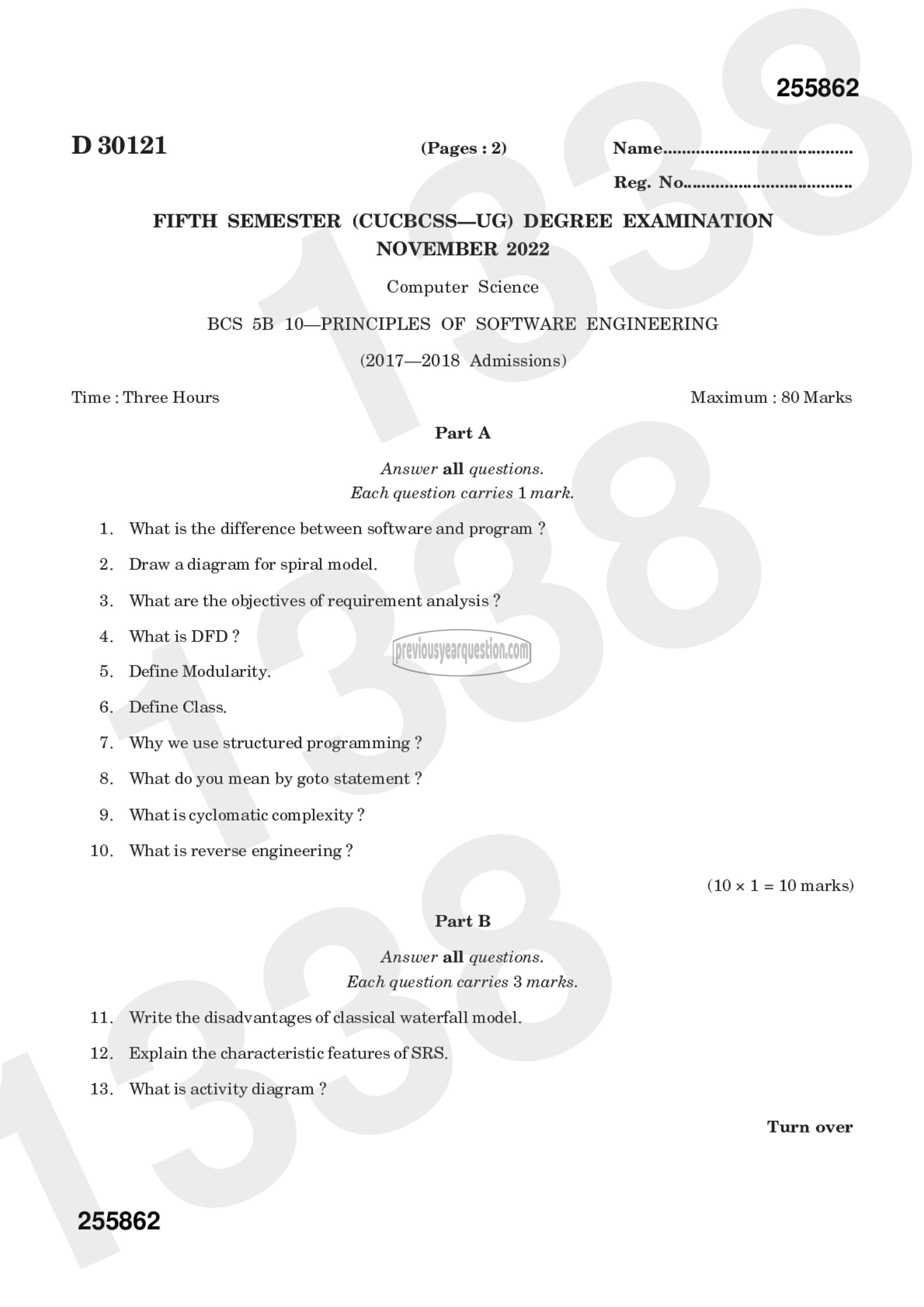 Question Paper - Principles of Software Engineering-1
