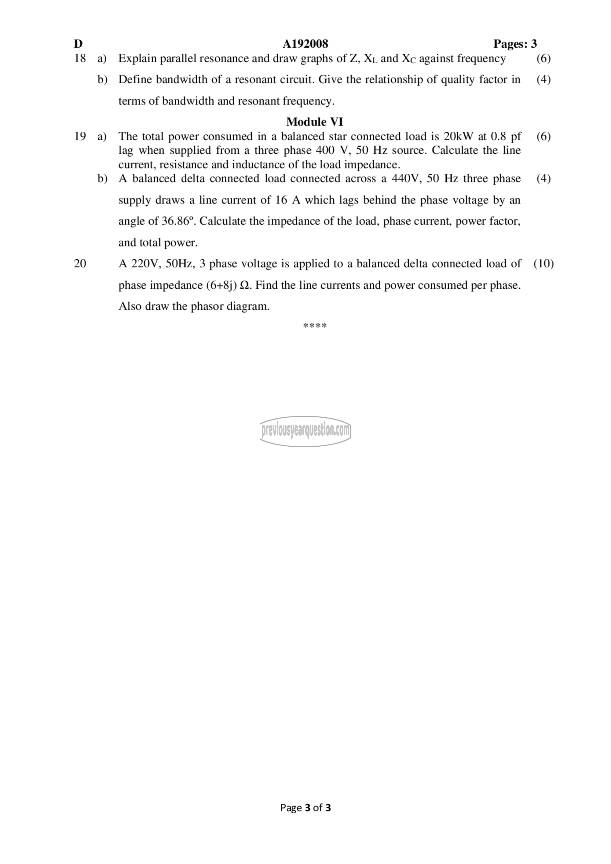 Question Paper - INTRODUCTION TO ELECTRICAL ENGINEERING-3