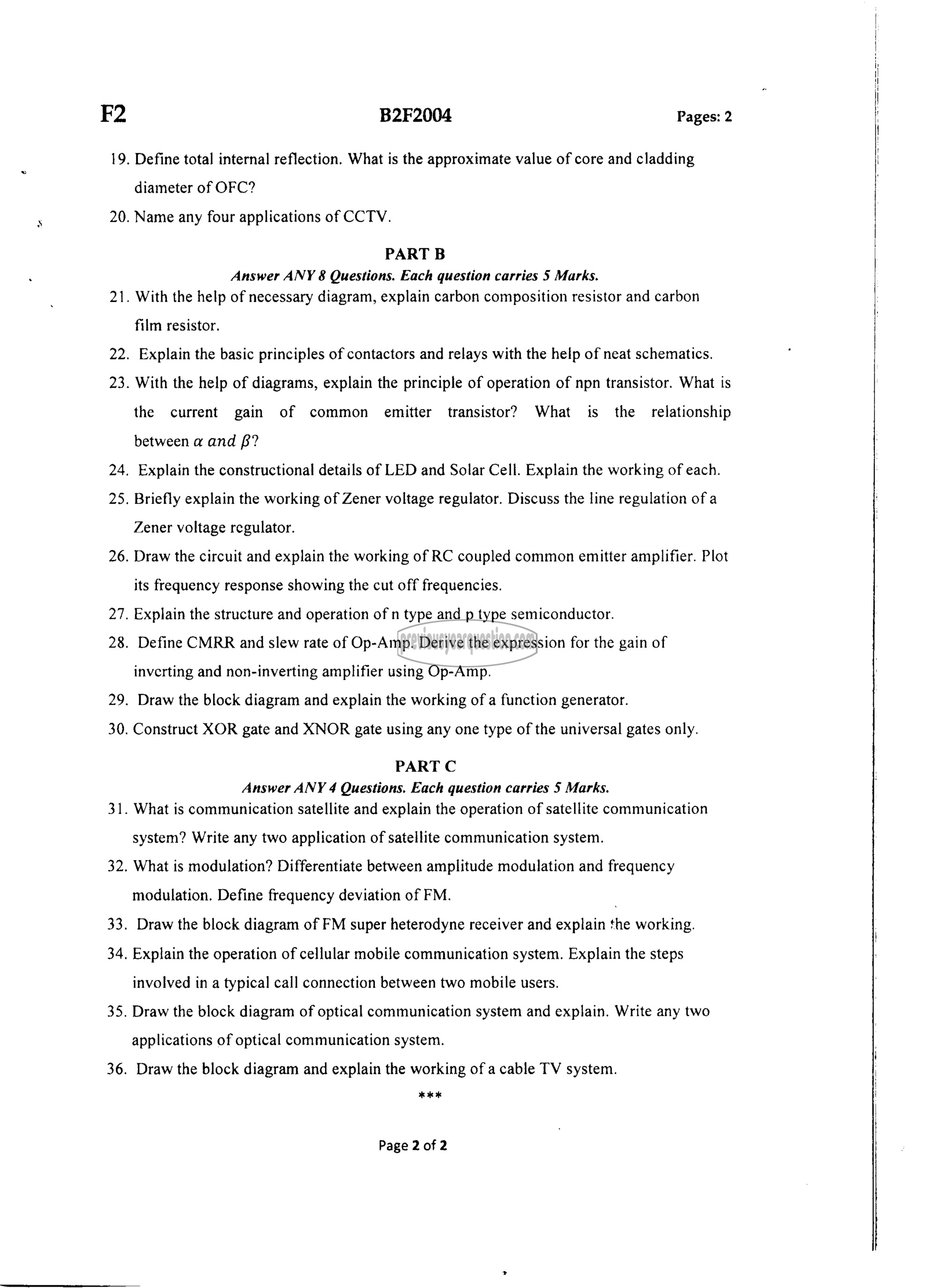 Question Paper - BASICS OF ELECTRONICS ENGINEERING-2