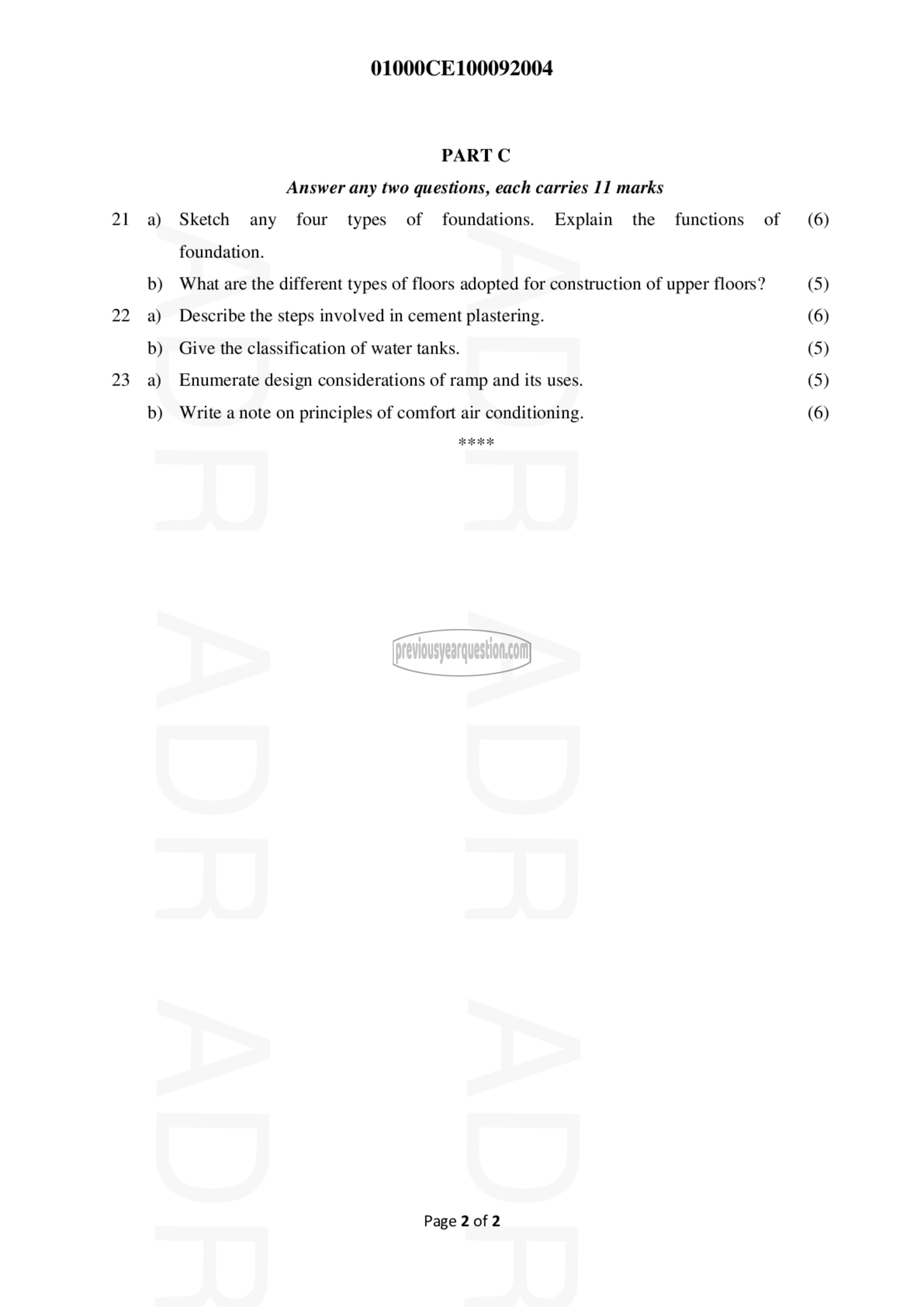 Question Paper - BASICS OF CIVIL ENGINEERING-2