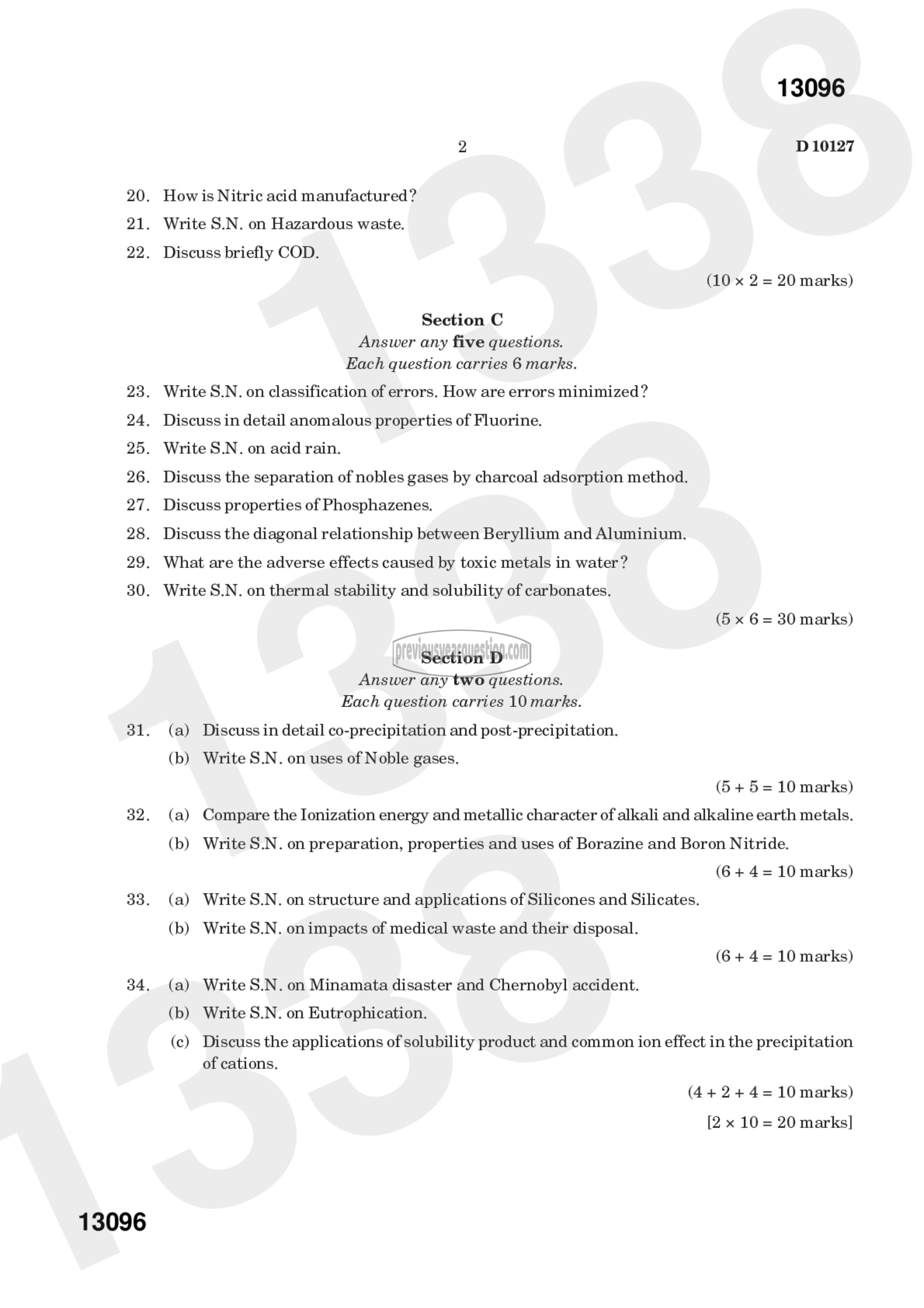 Question Paper - Inorganic Chemistry-III-2