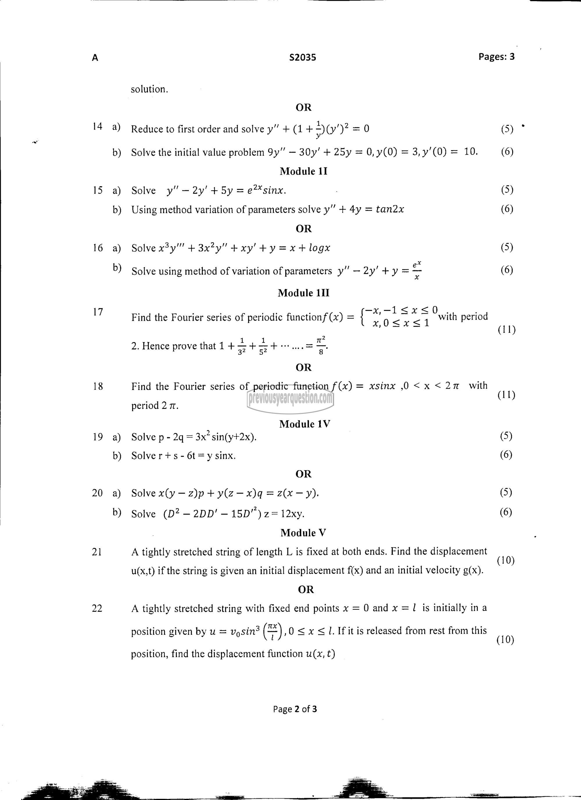 Question Paper - DIFFERENTIAL EQUATIONS-2