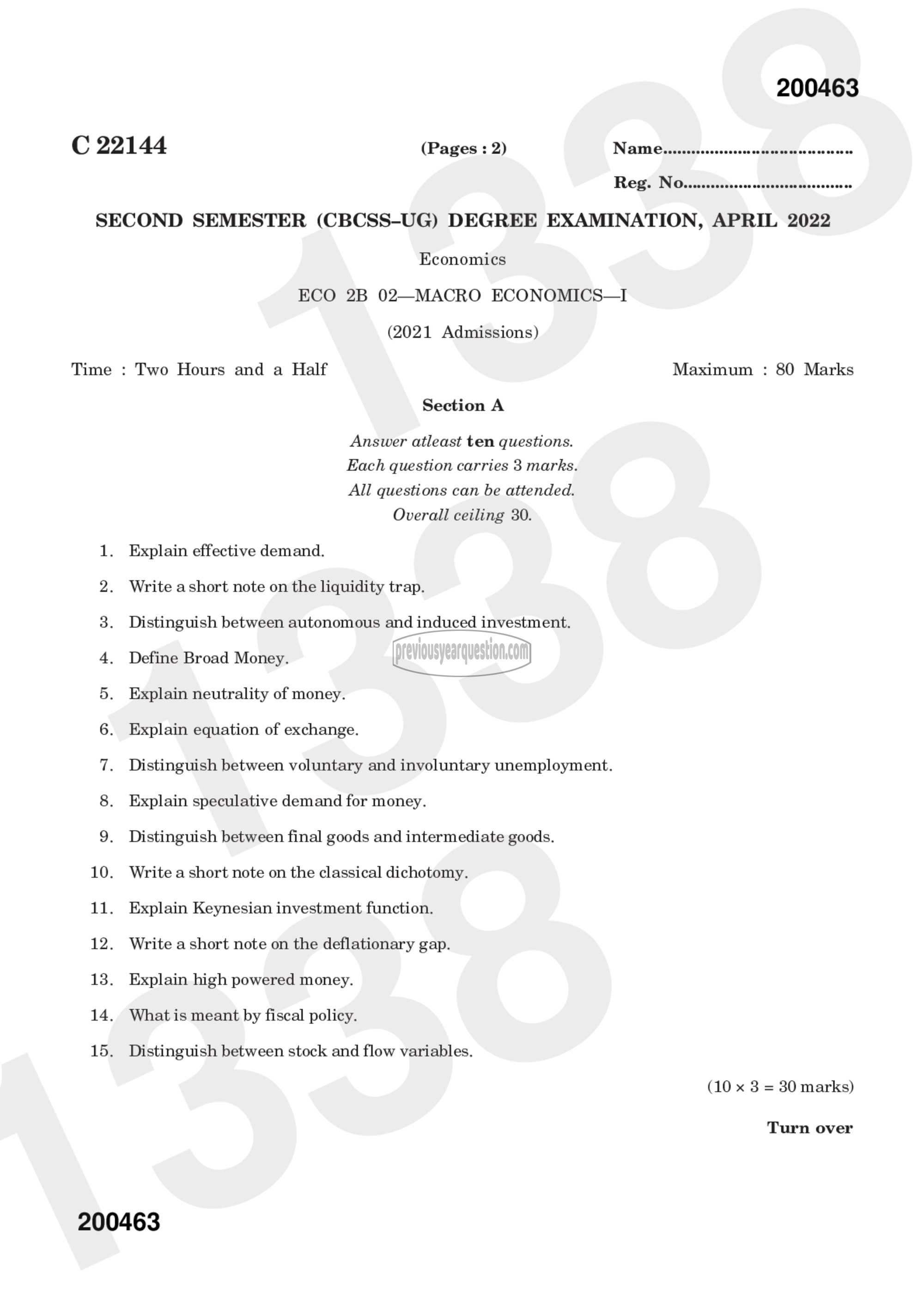 Question Paper - Macroeconomics I-1