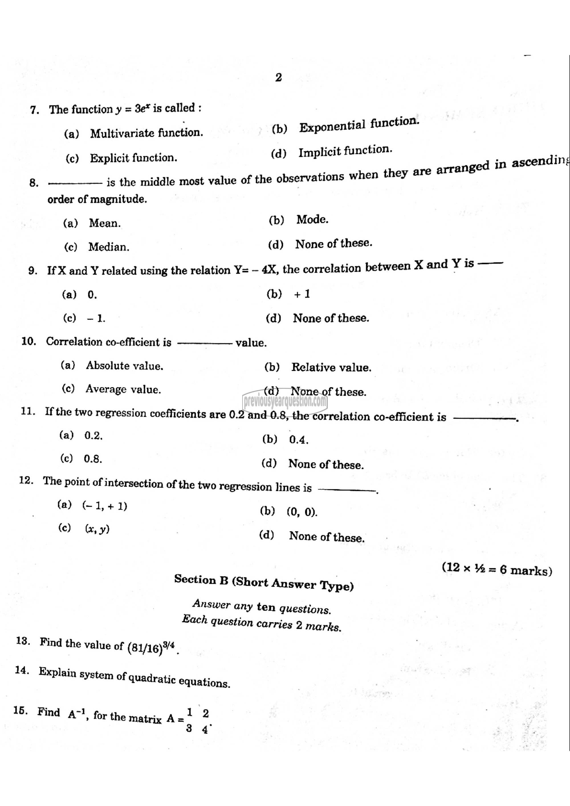 Question Paper - Quantitative Methods for Economic Analysis I-2