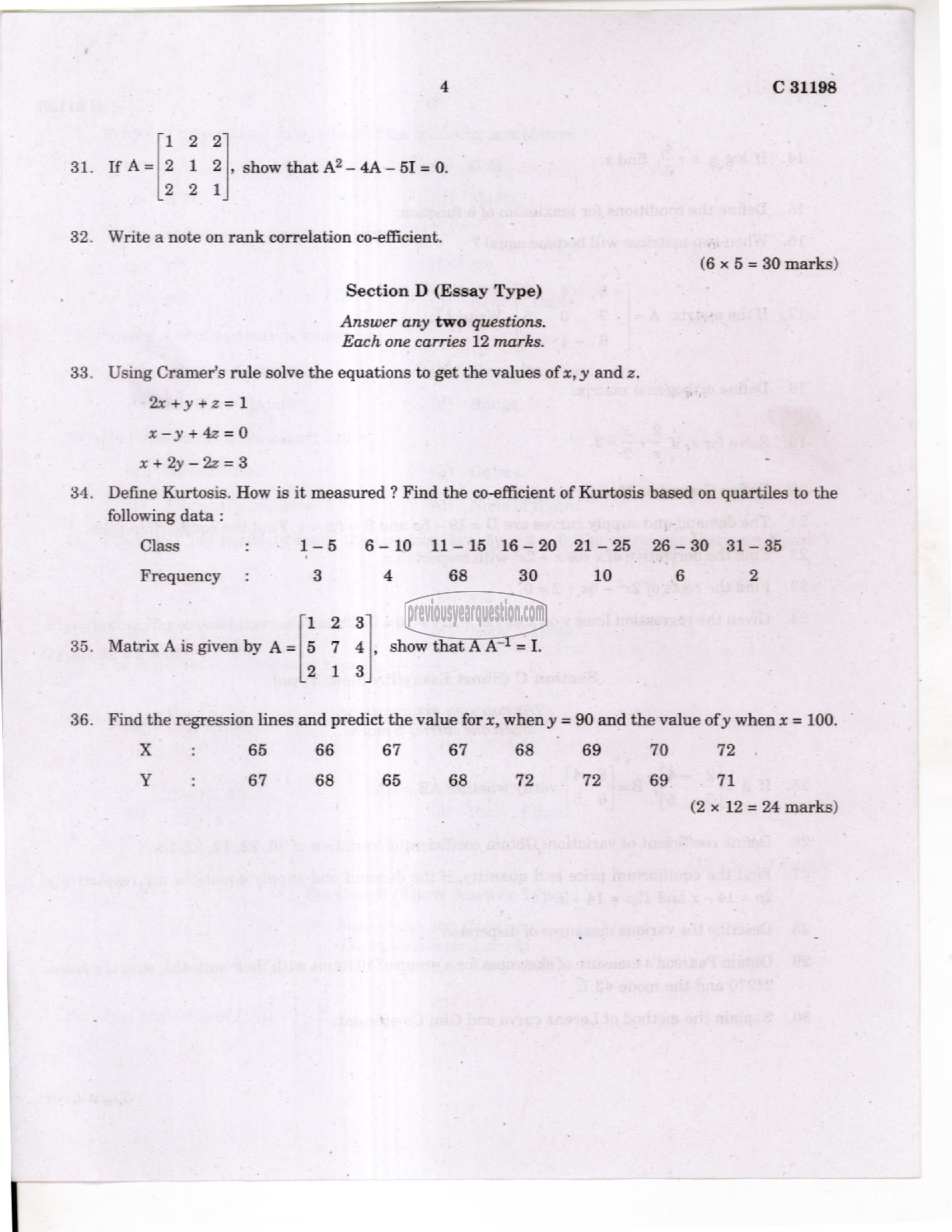 Question Paper - Quantitative Methods for Economic Analysis I-4