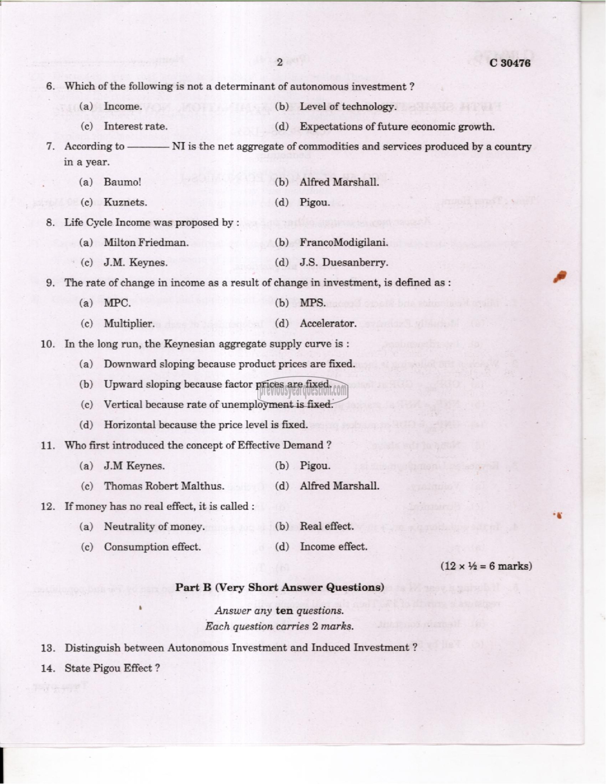 Question Paper - Fiscal Economics-2