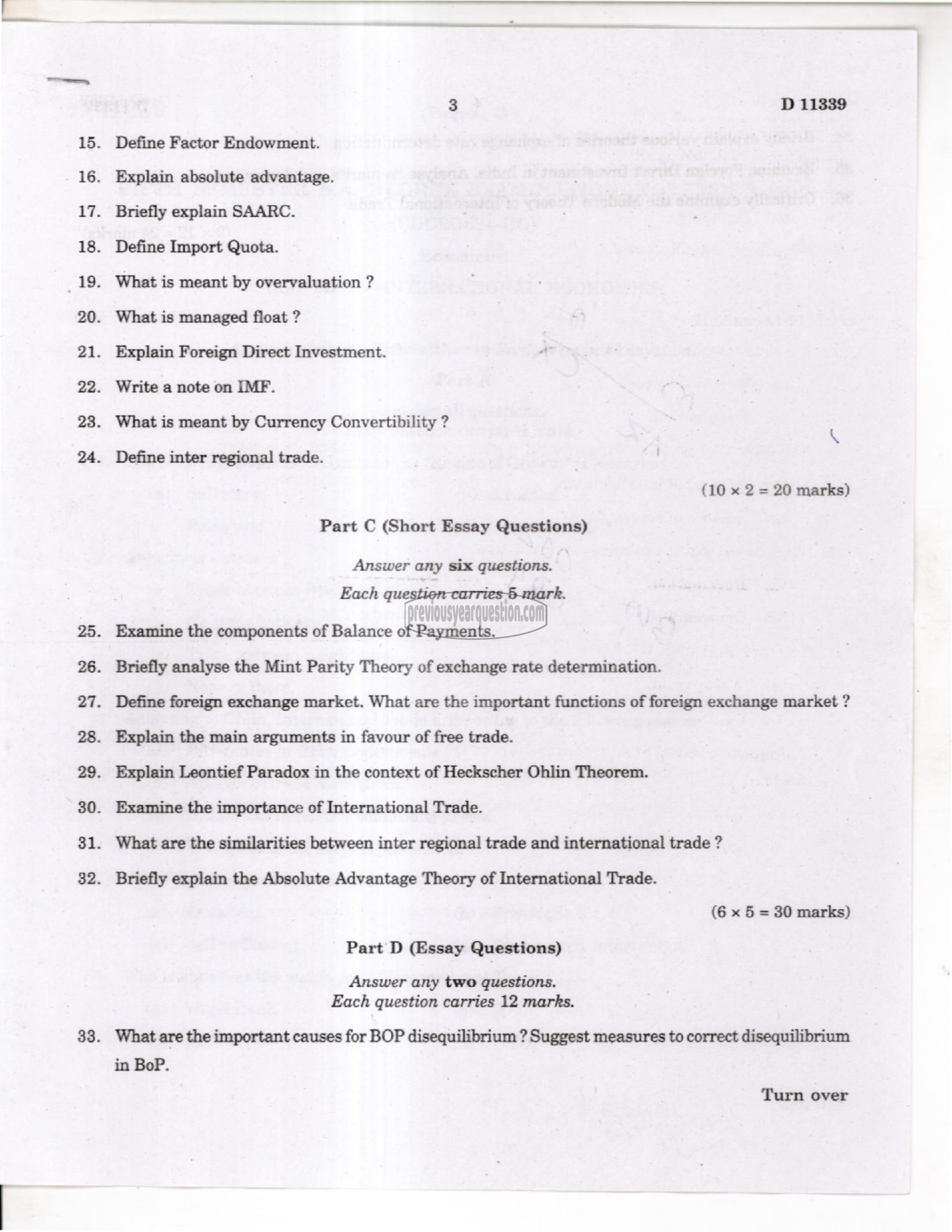 Question Paper - Mathematical Economics-3