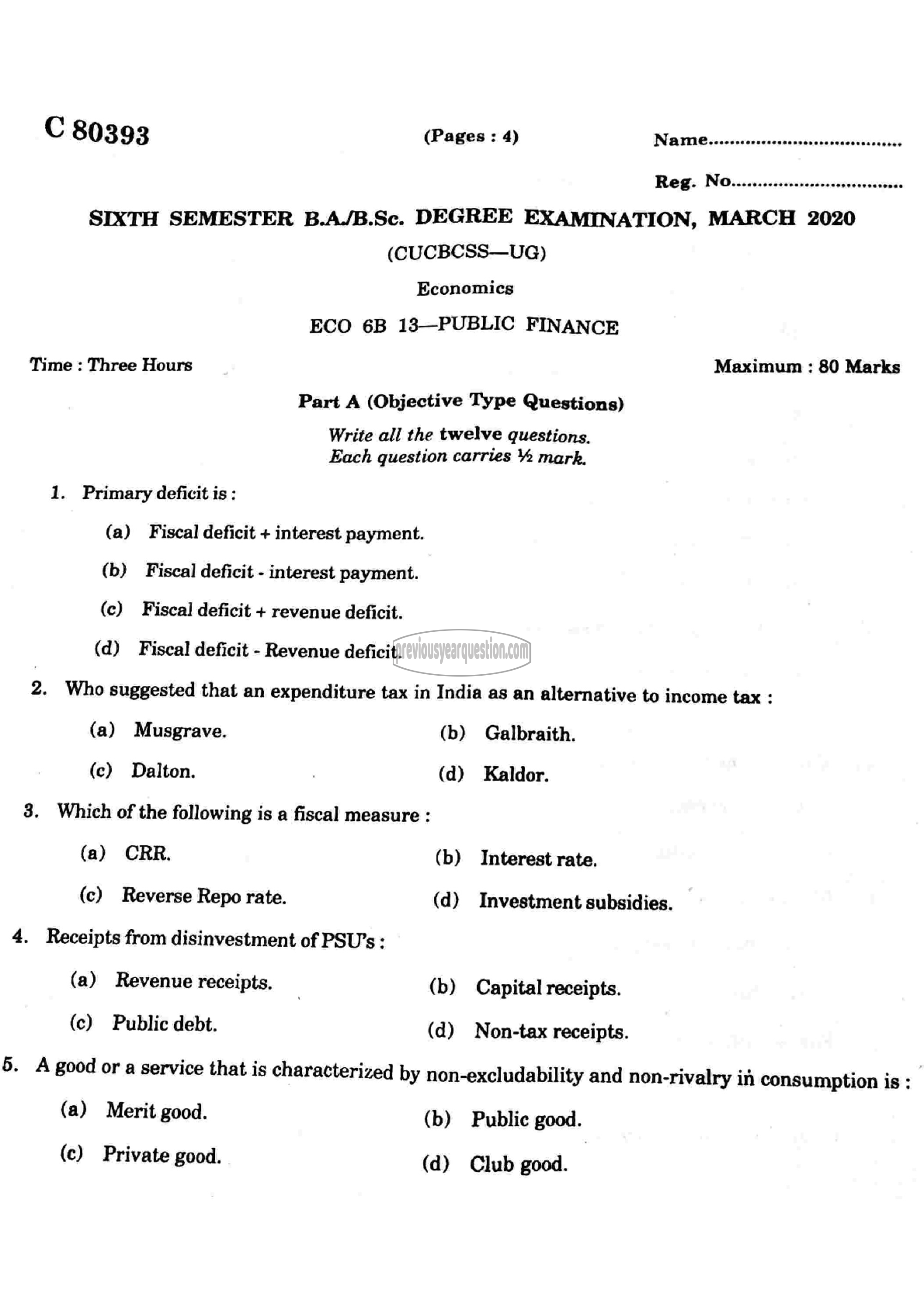 Question Paper - Development of Economic Thought-1