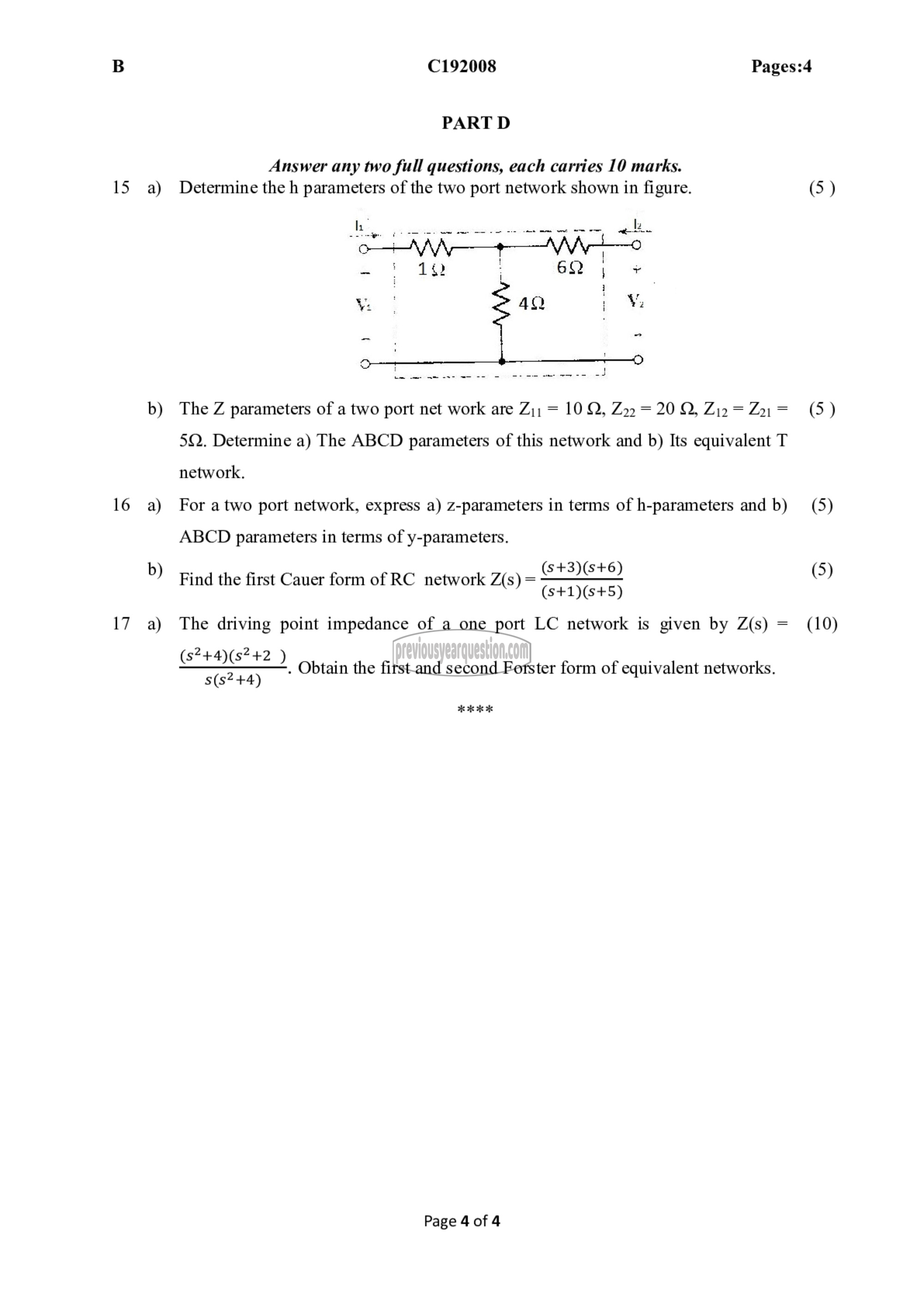 Question Paper - Circuits and, Networks-4