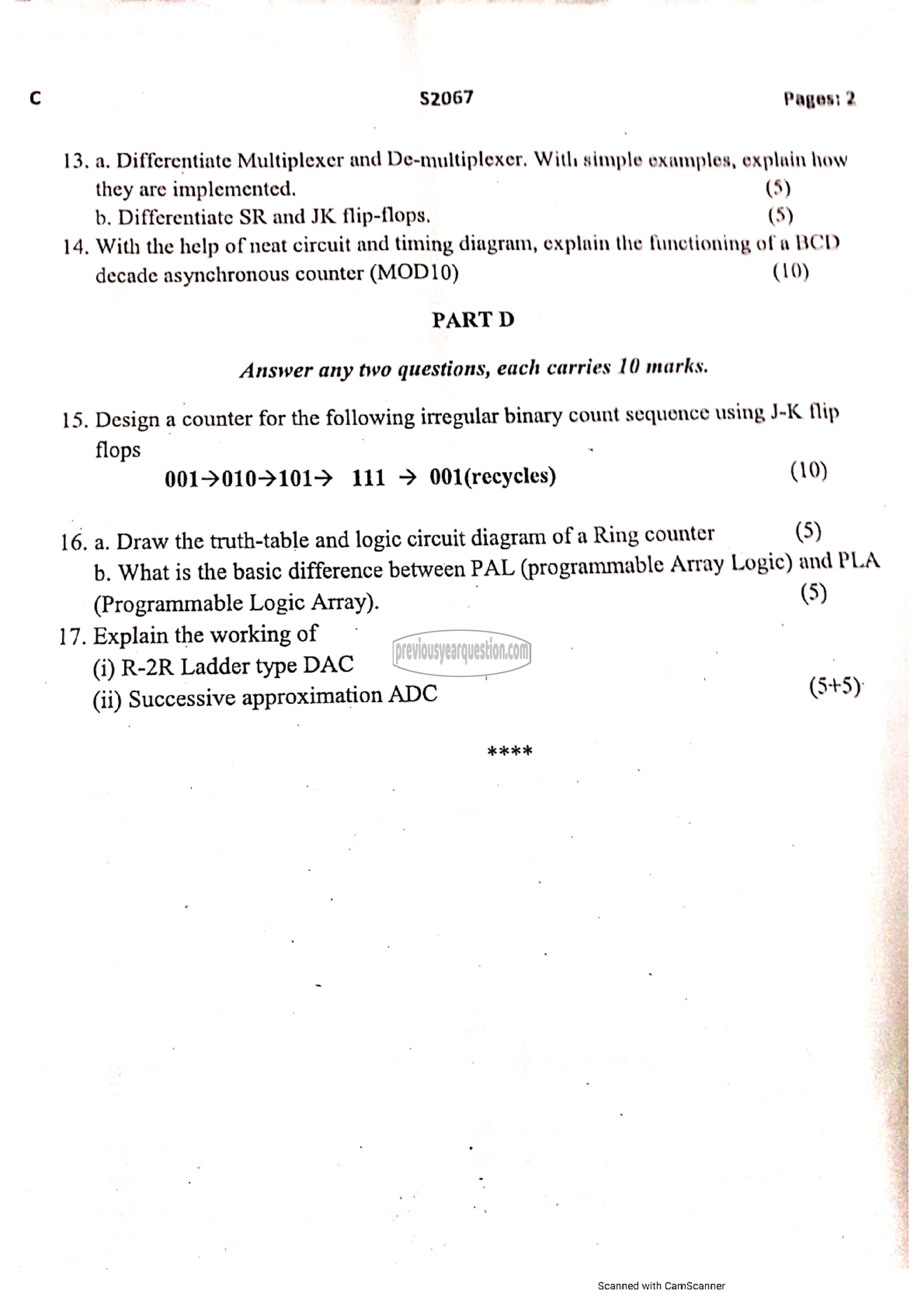 Question Paper - Digital Electronics and Logic Design-2