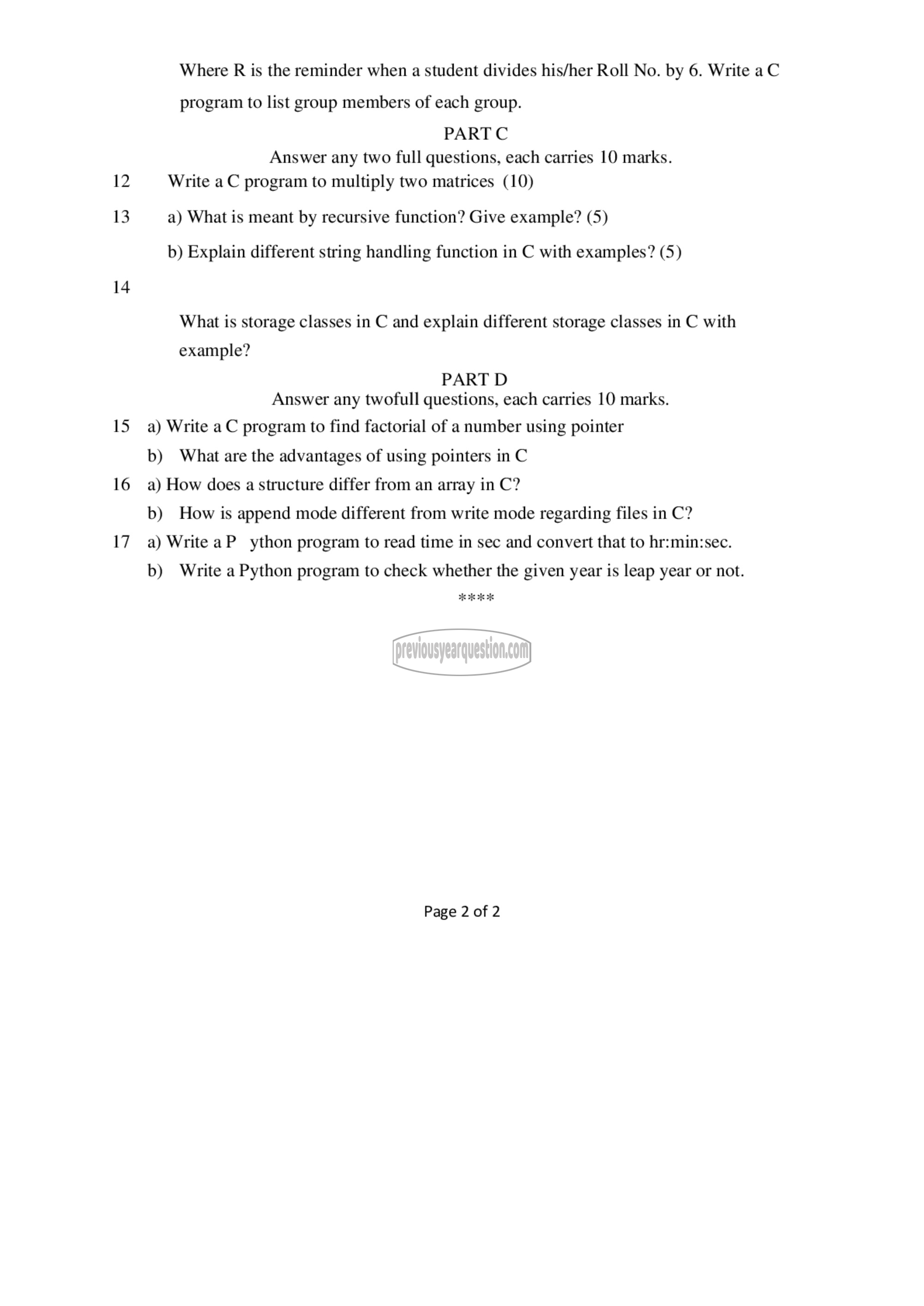 Question Paper - Computer Programming-2