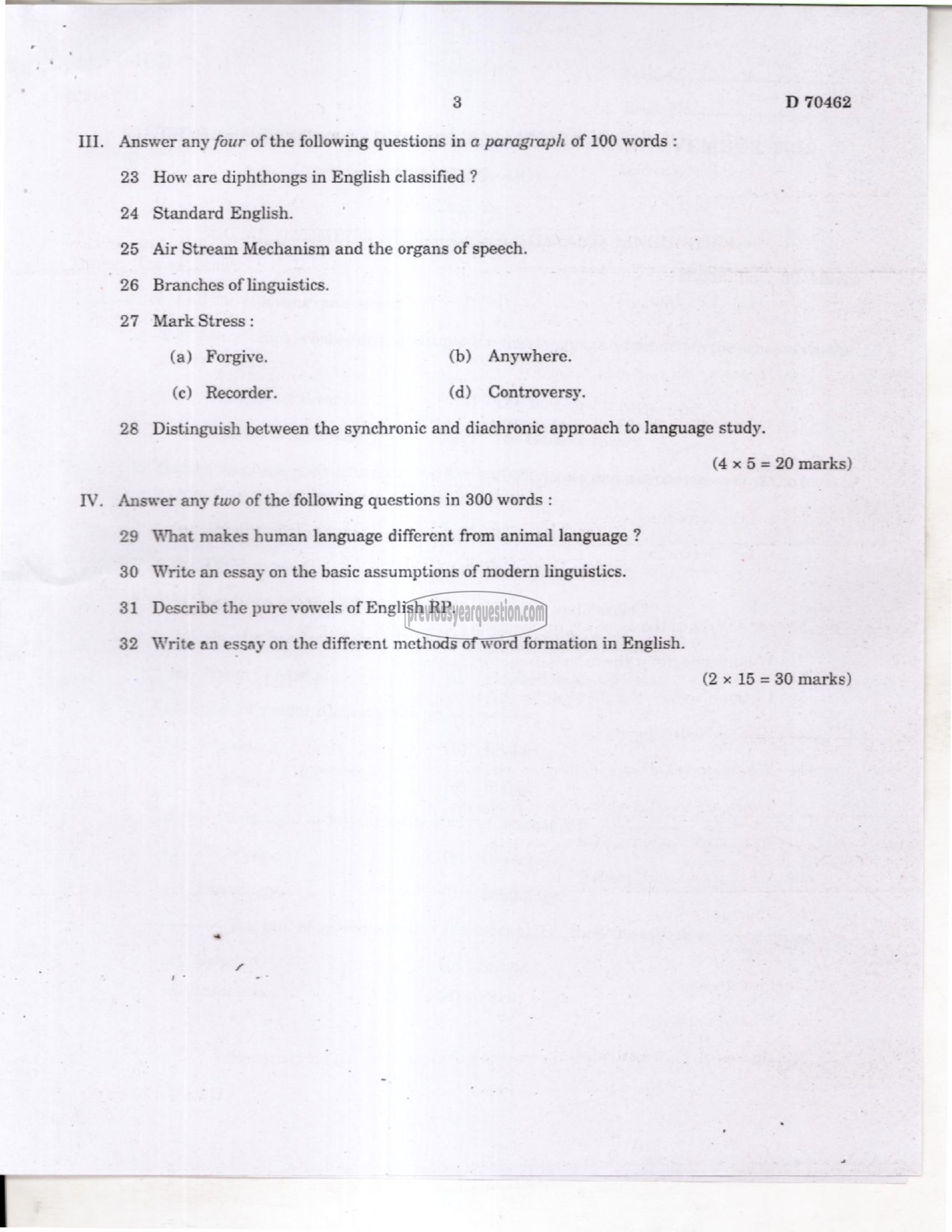 Question Paper - Language and Linguistics-3