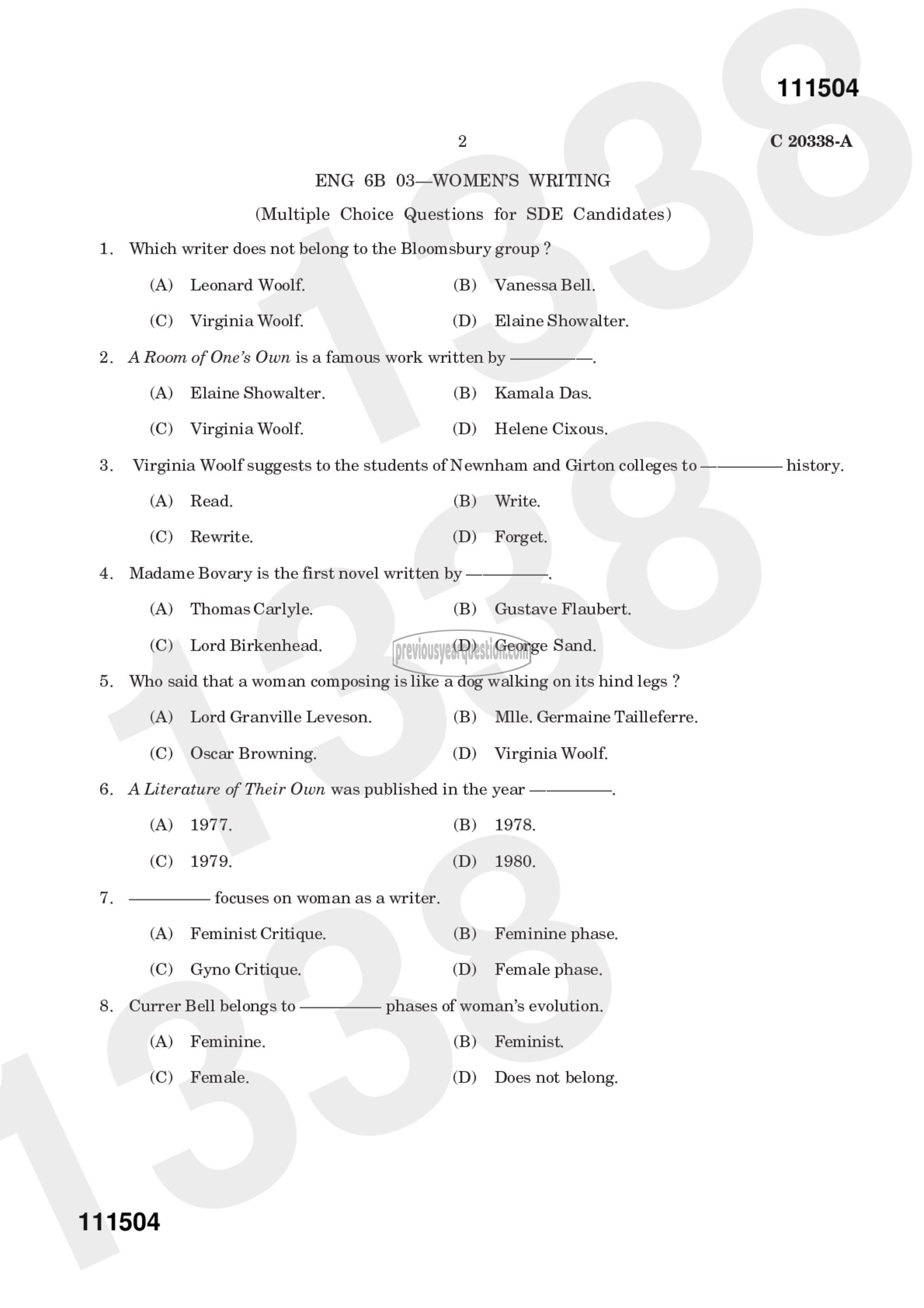 Question Paper - Women‘s writing-5