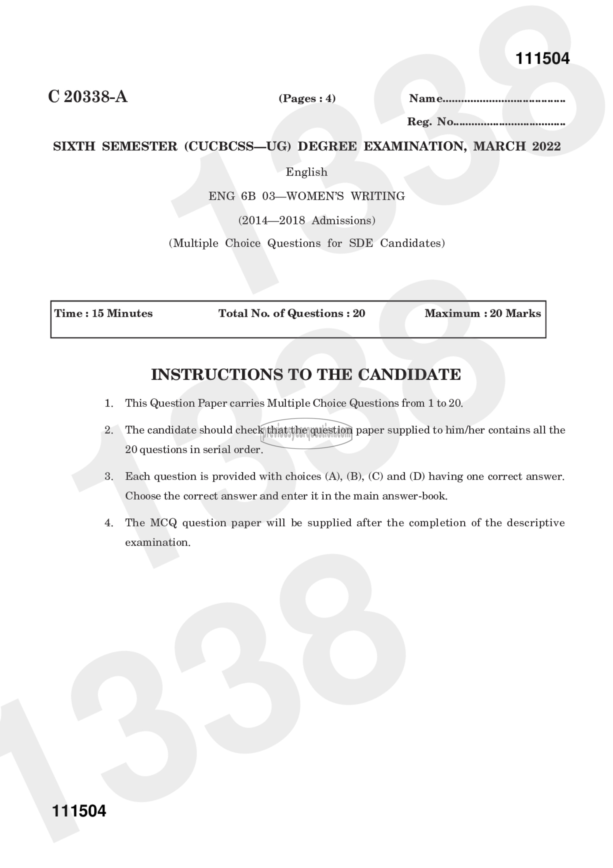 Question Paper - Women‘s writing-4