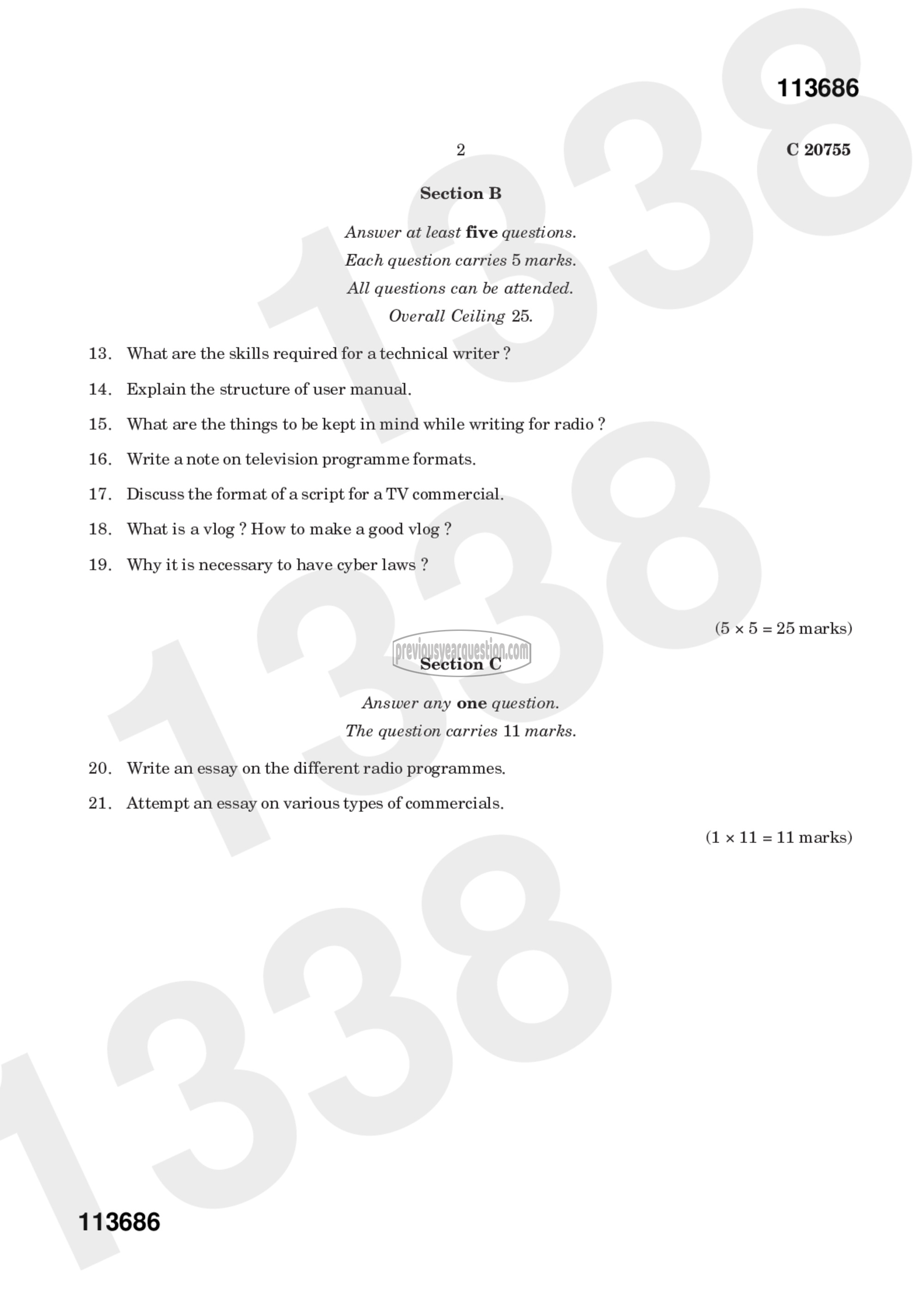 Question Paper - WRITING FOR THE MEDIA-2