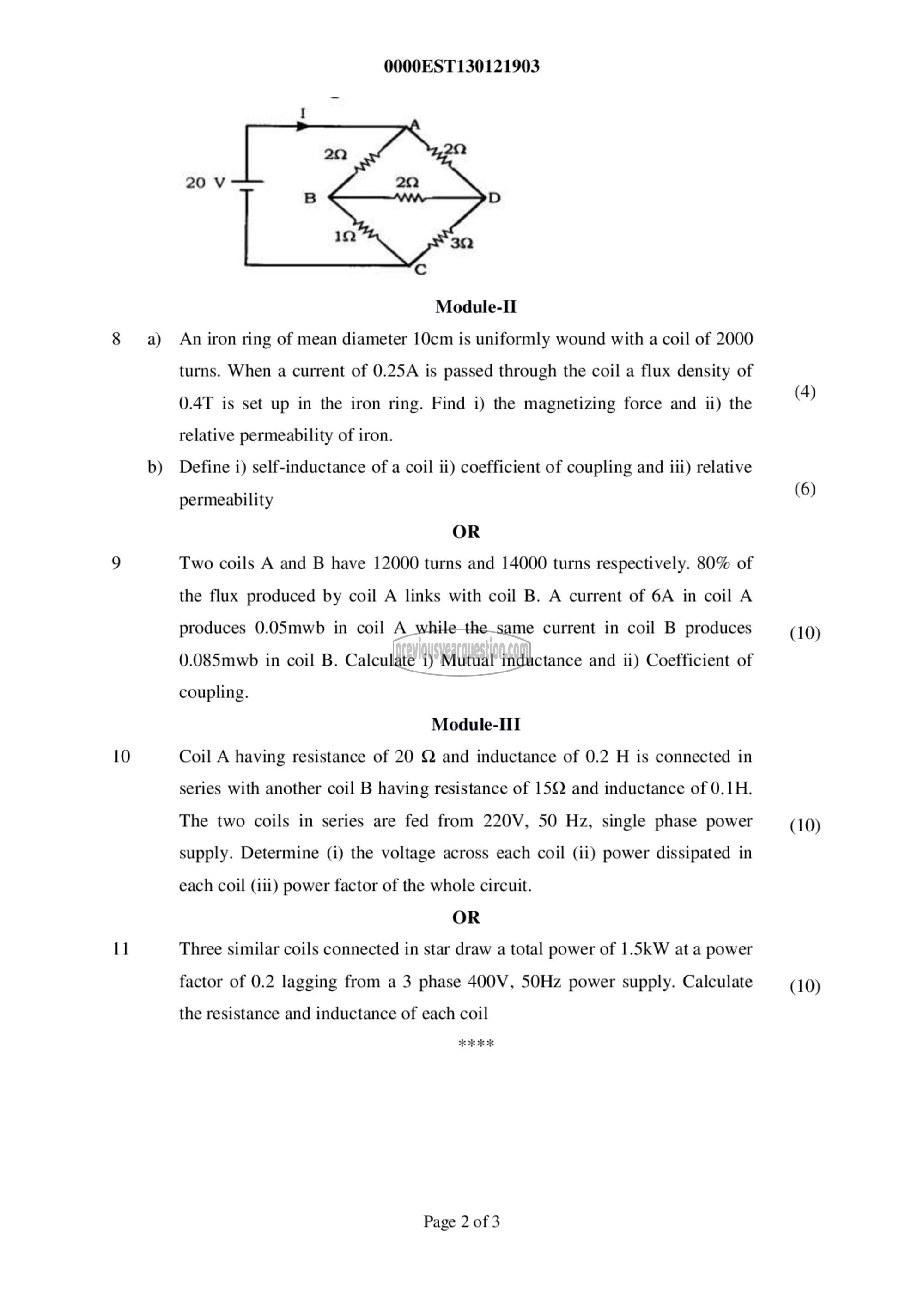Question Paper - BASICS OF ELECTRICAL & ELECTRONICS ENGINEERING-2