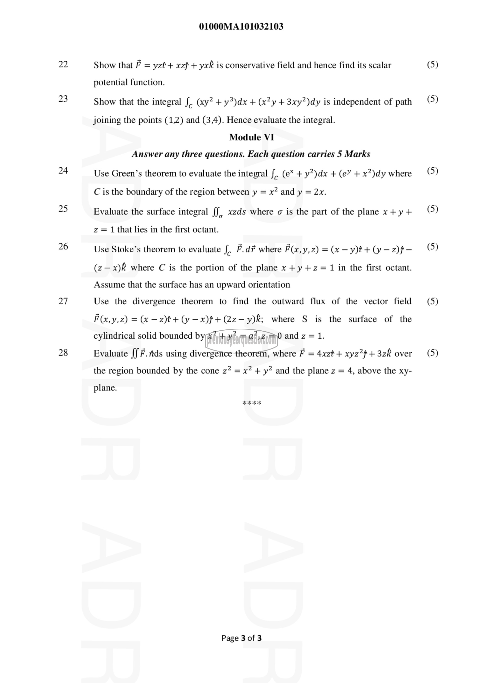 Question Paper - CALCULUS-3