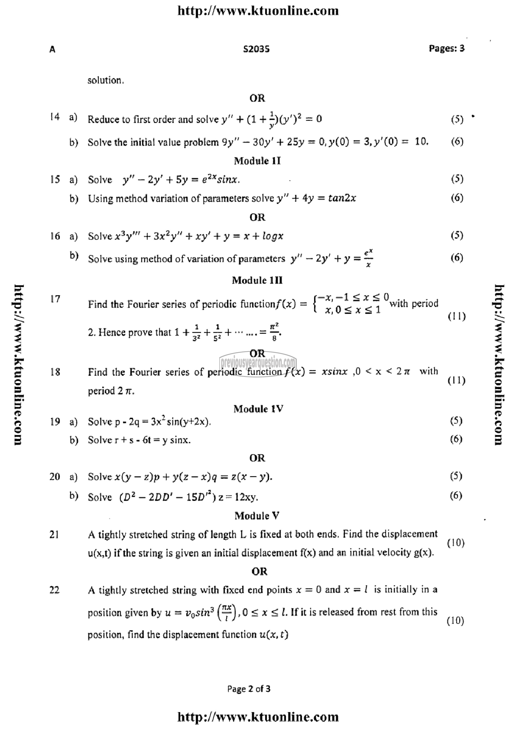 Question Paper - DIFFERENTIAL EQUATIONS-2