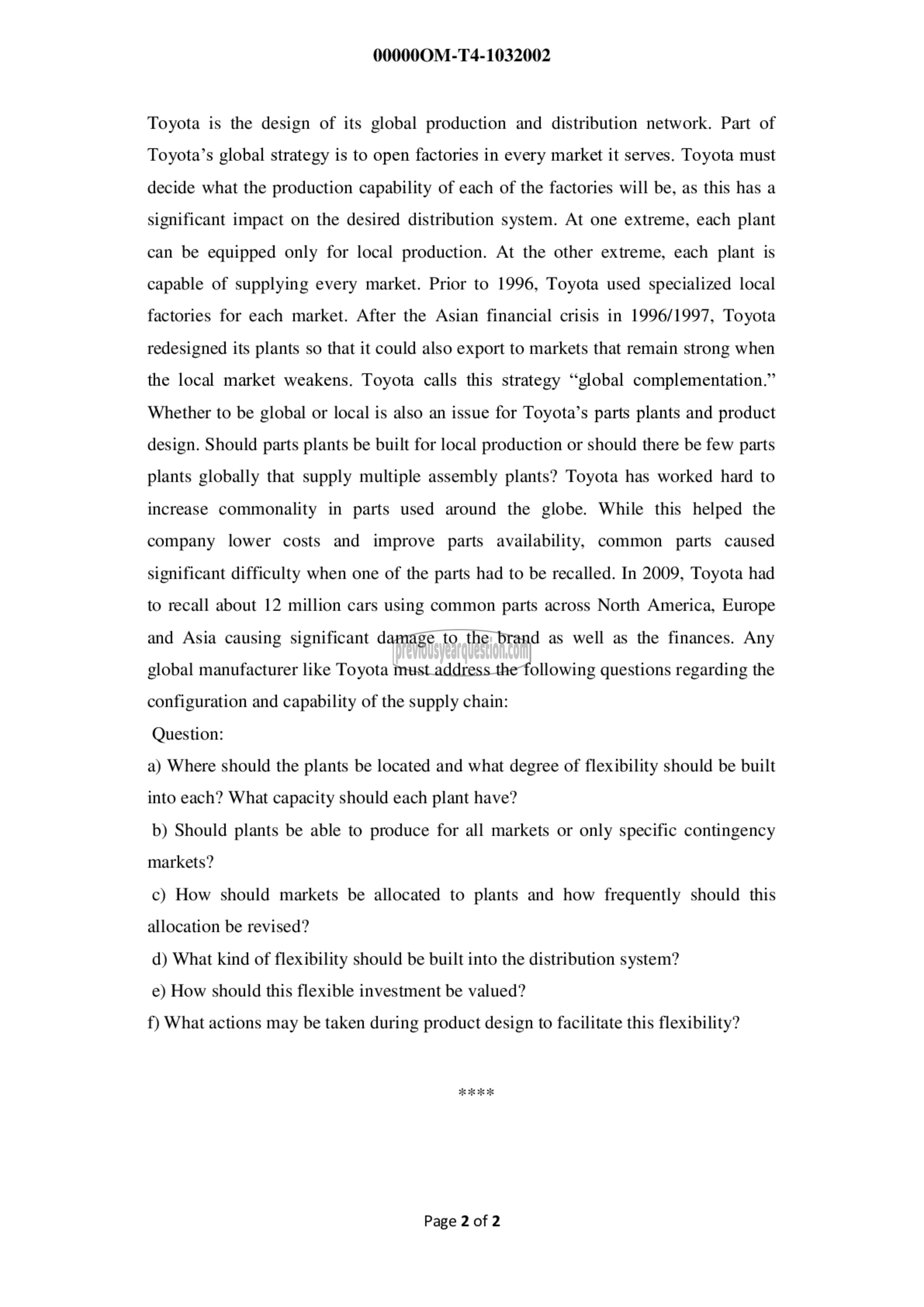 Question Paper - Supply Chain and Logistics Management-2