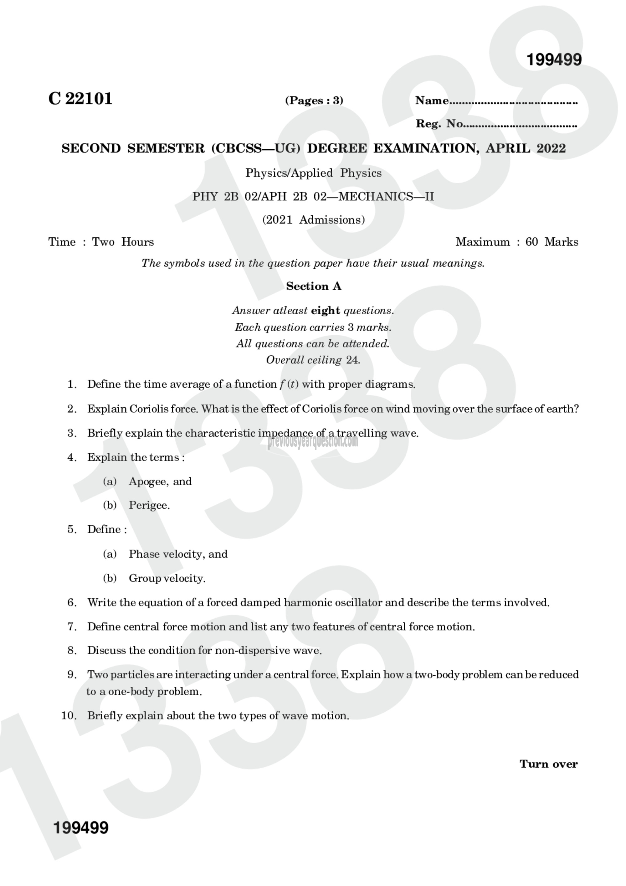 Question Paper - Mechanics II-1