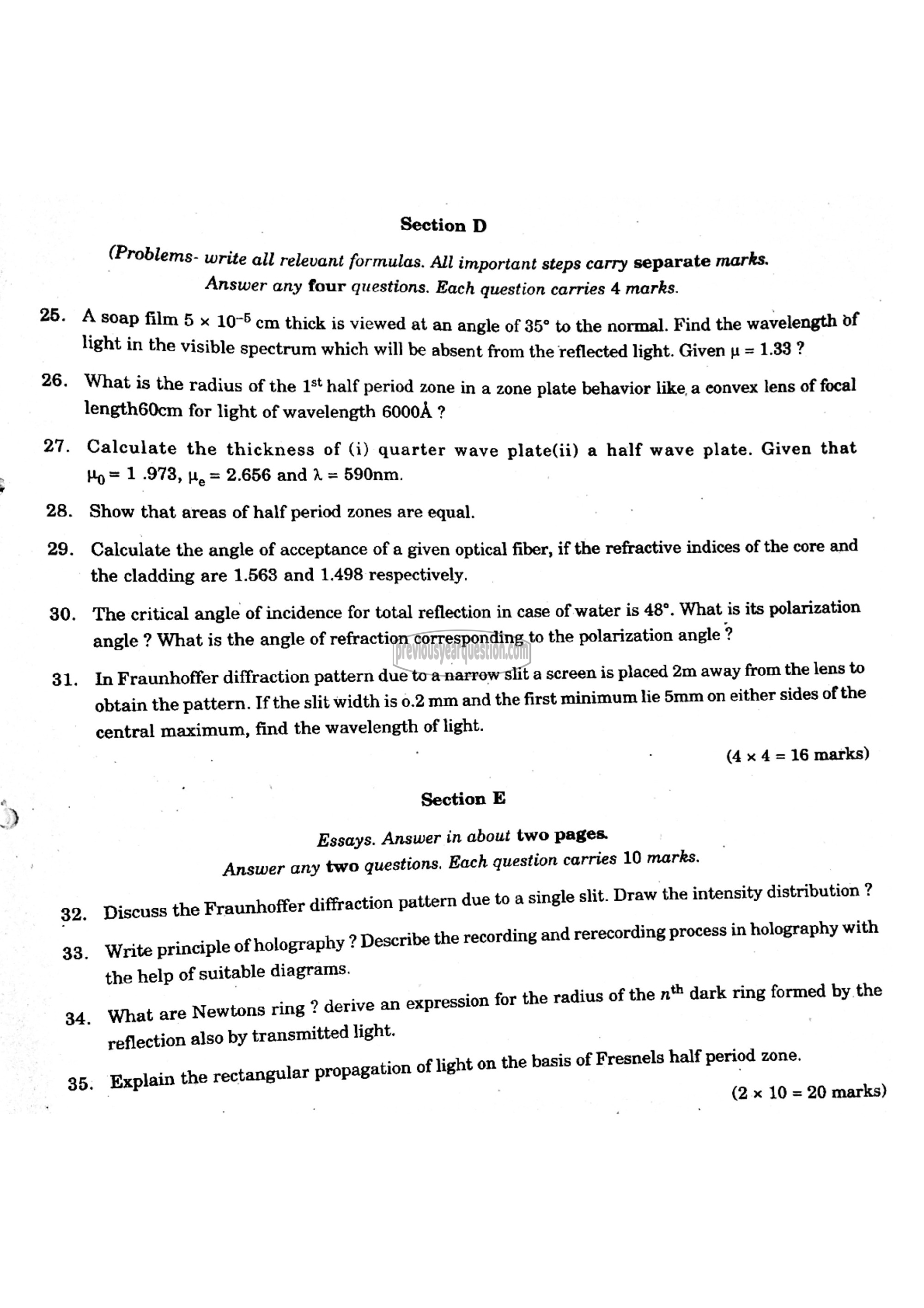 Question Paper - Optics-3