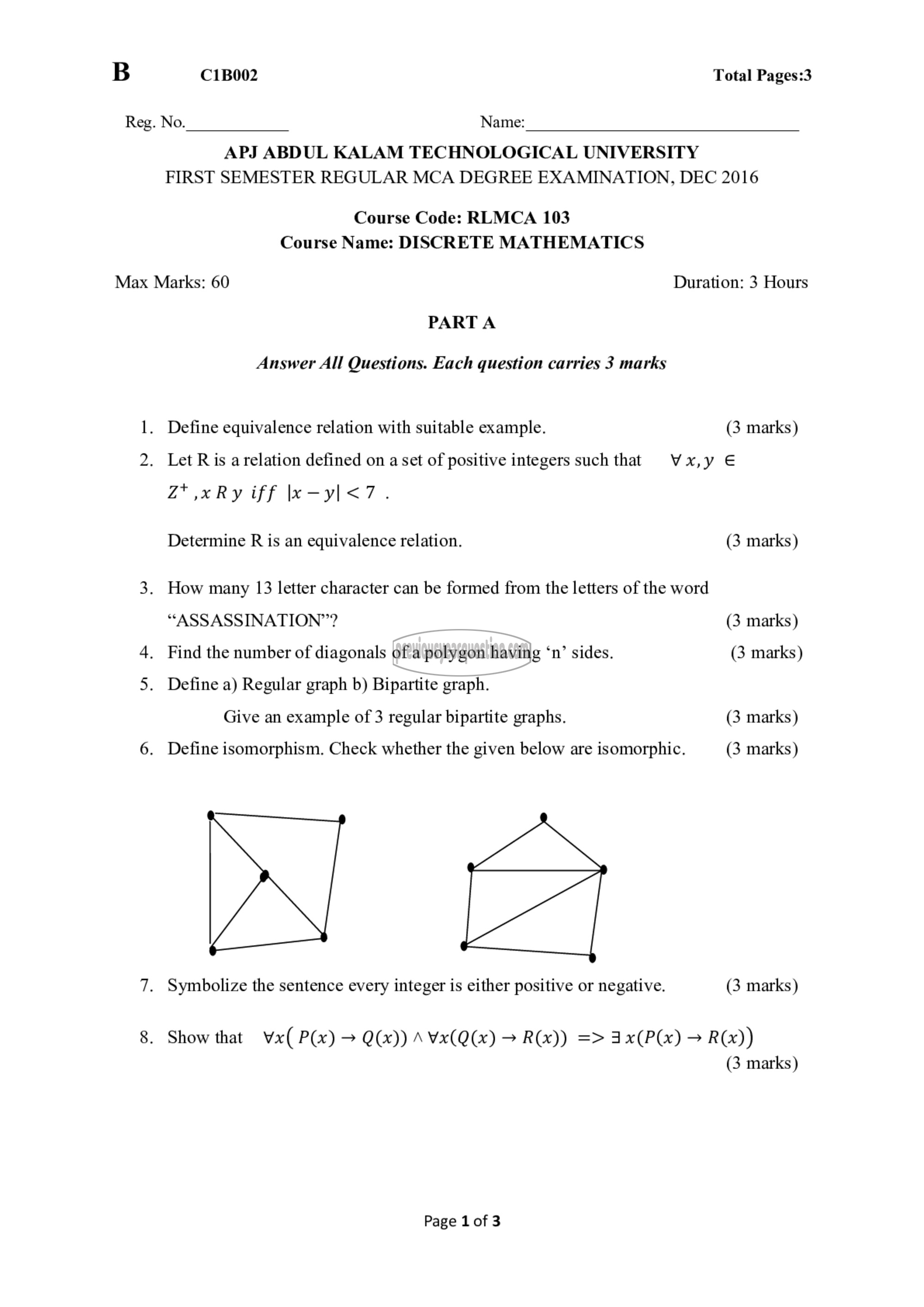 Question Paper - Discrete Mathematics-1