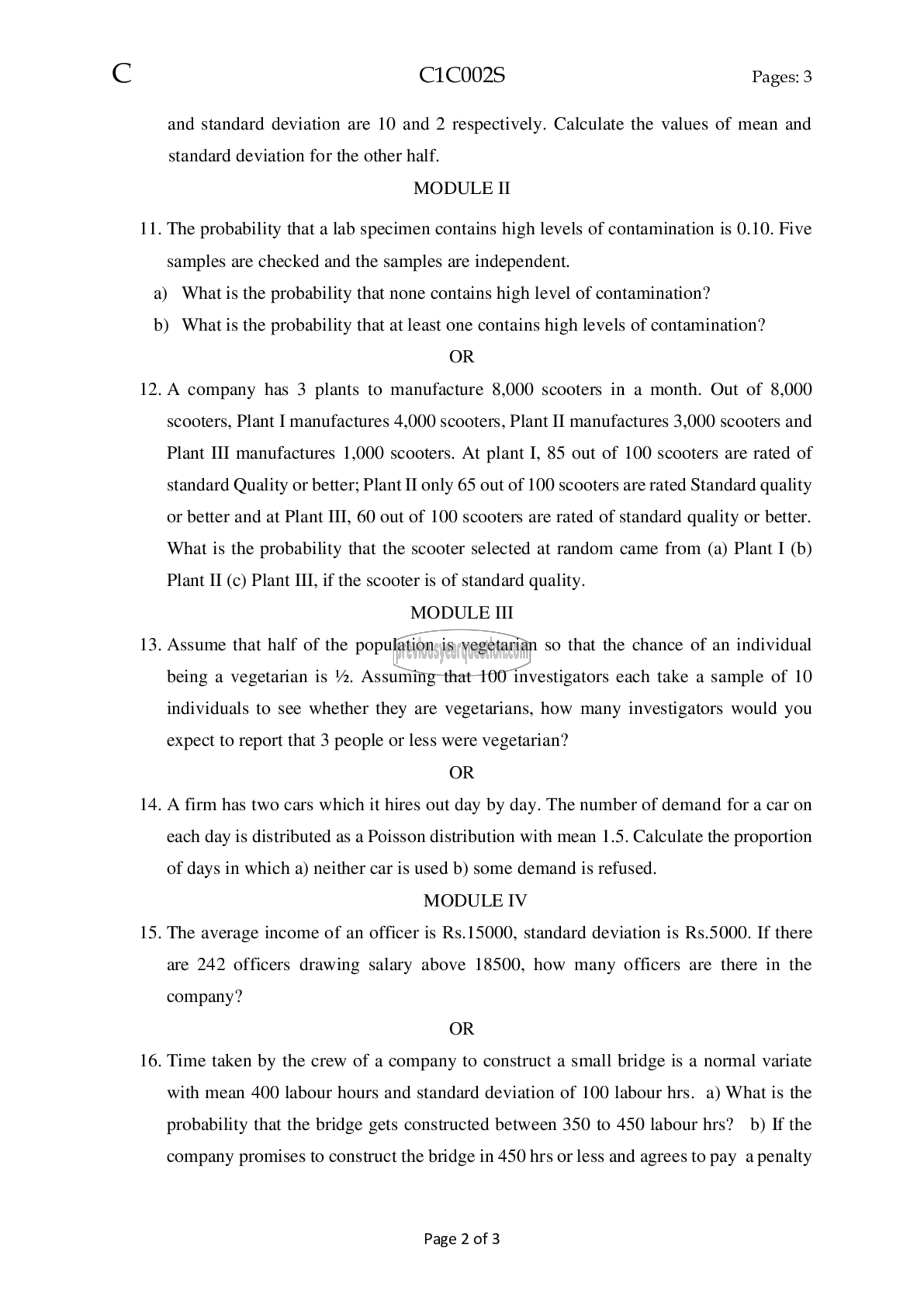 Question Paper - Applied Probability and Statistics-2