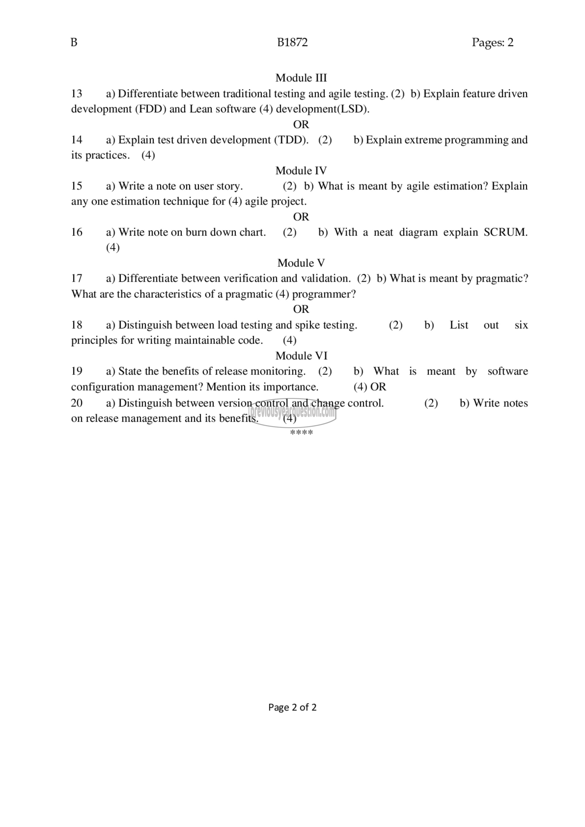 Question Paper - Software Engineering-2