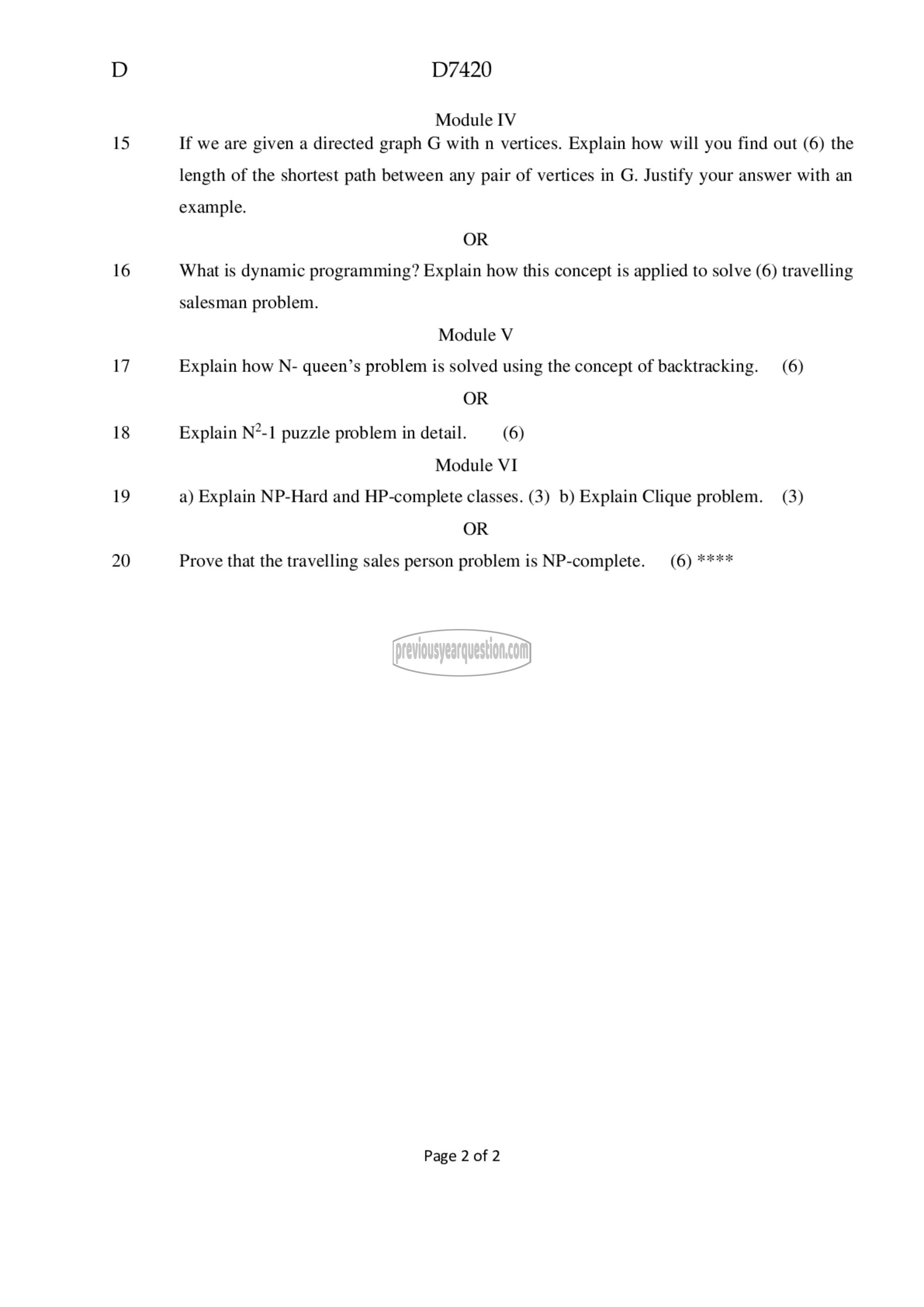 Question Paper - Design and Analysis of Algorithms-2