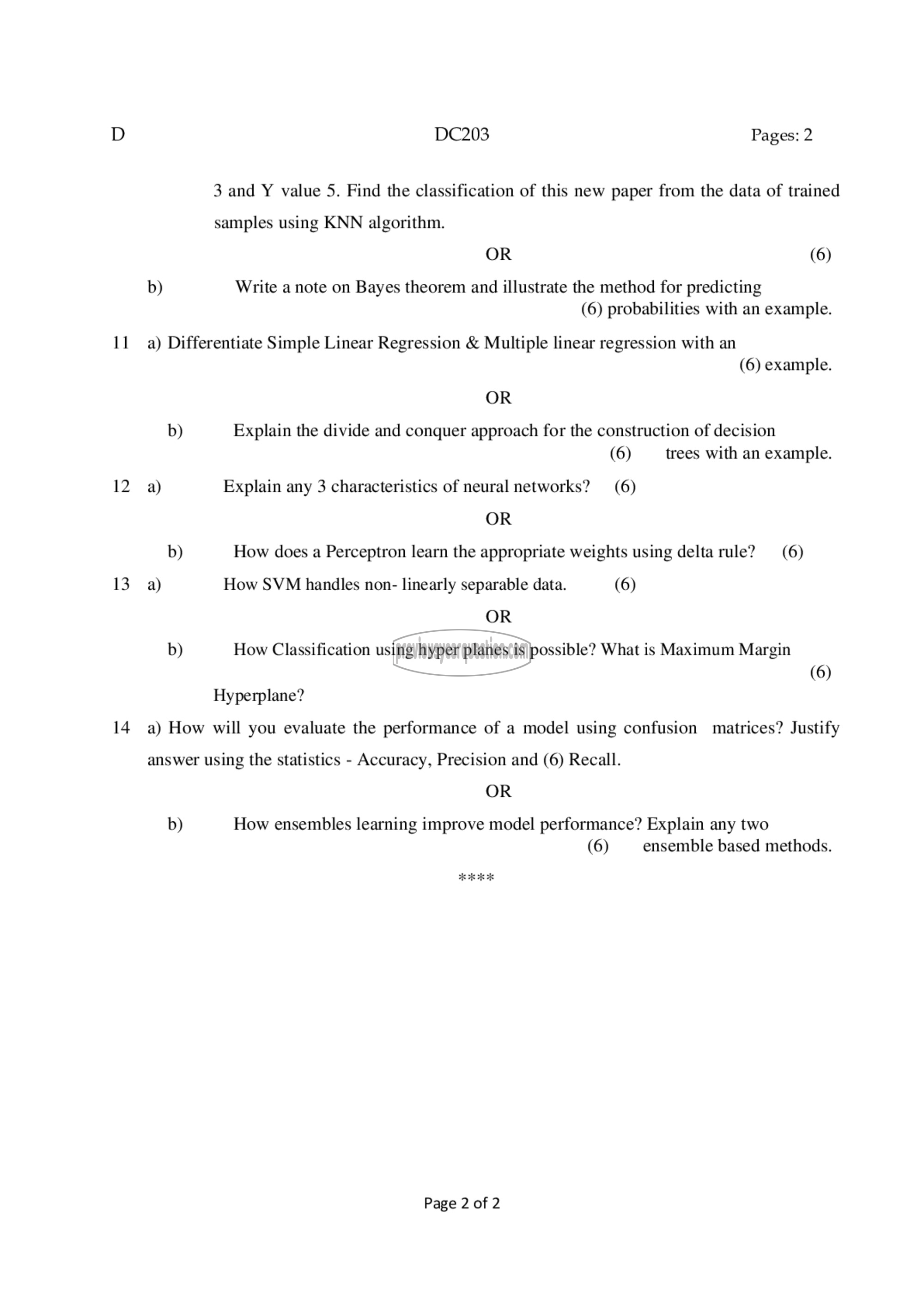 Question Paper - Introduction to Machine Learning-2